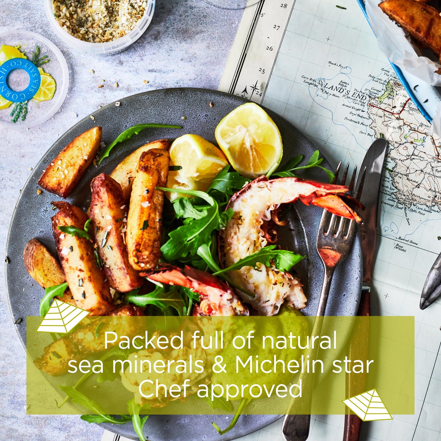 Cornish Sea Salt Fresh & Zesty Seasoning| Sea Salt Flakes W. Lemon & Thyme | Hand-Harvested In Cornwall, England | 1.9 Oz Resealable Tub (Pack Of 1)