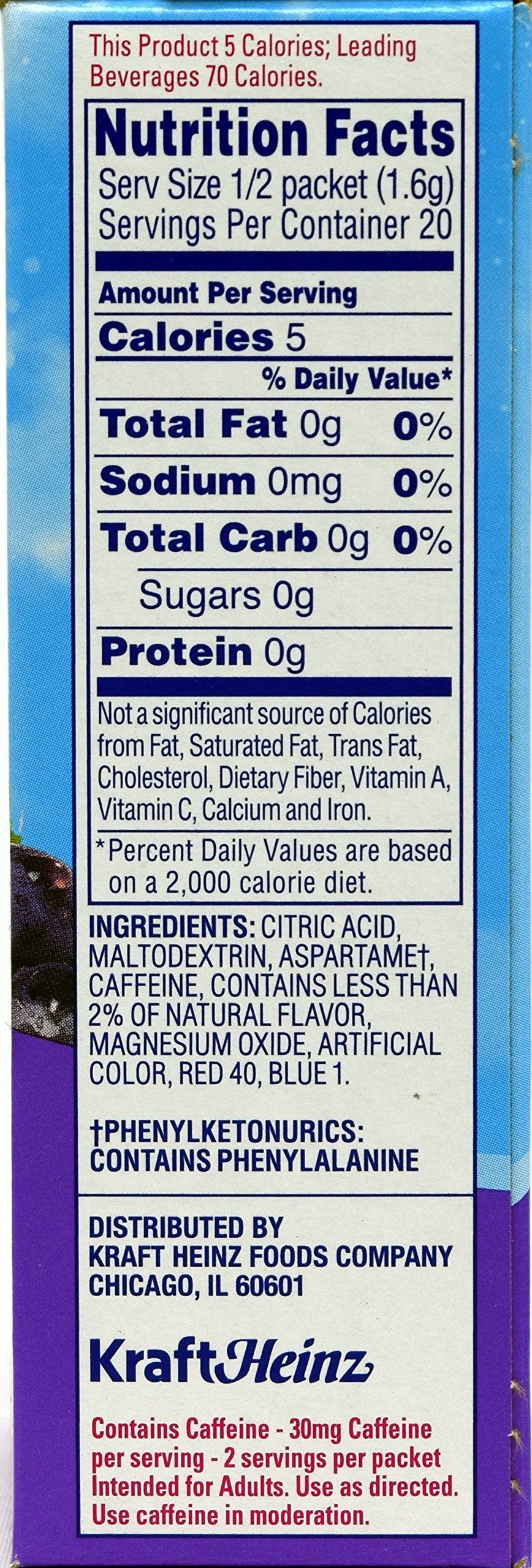 Crystal Light On The Go G  Drink Mix with Caffeine, 1.1 oz, 10 Packets, Pack of 5
