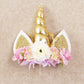 Nishine Rose Floral Unicorn Cake Topper, Gold & Ivory, Paper, 14cm x 14cm x 3cm