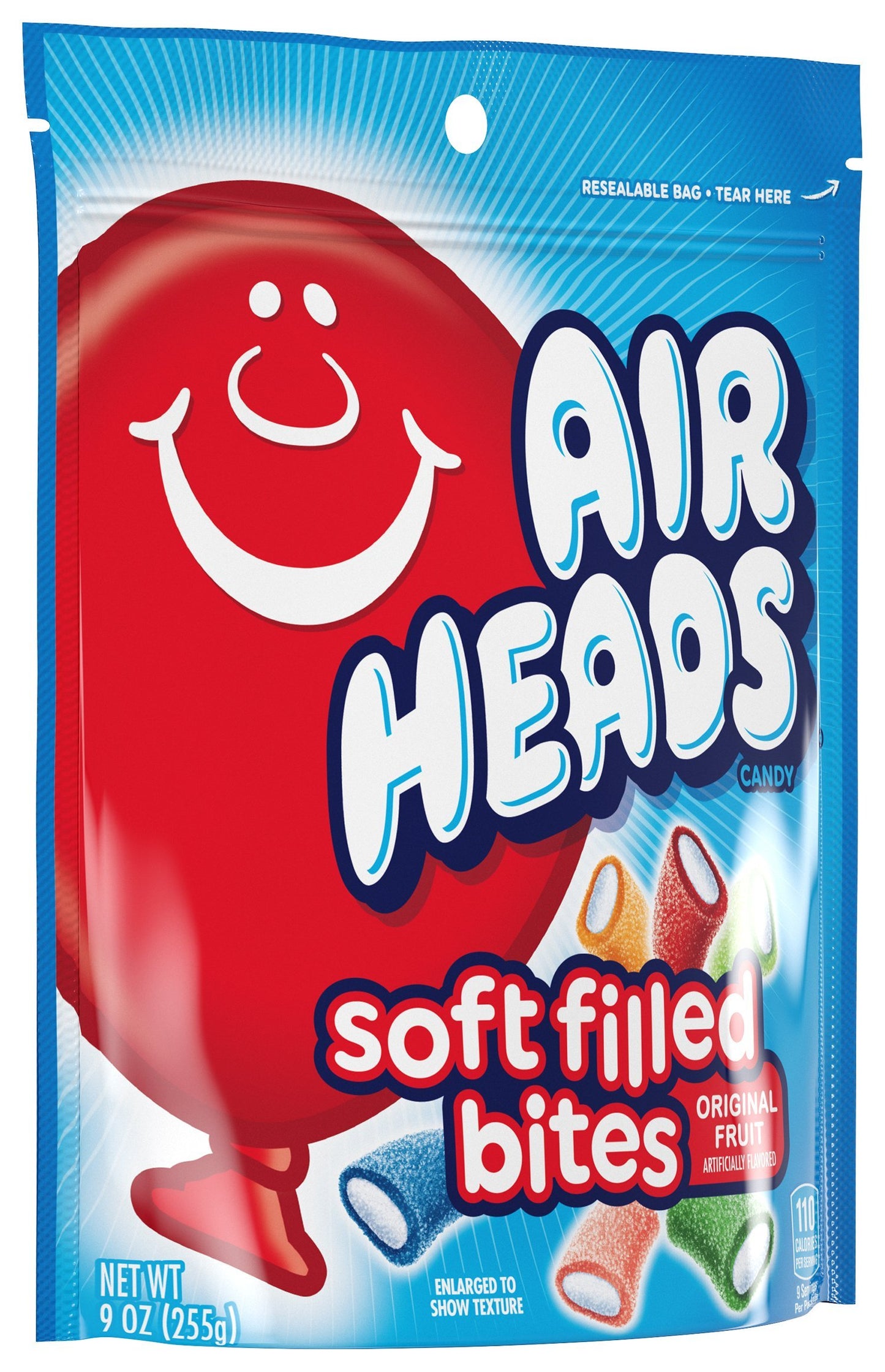 Airheads Soft Filled Bites Candy, Assorted Fruit Flavors, 9 oz Bag, Bulk Box of 12 Bags