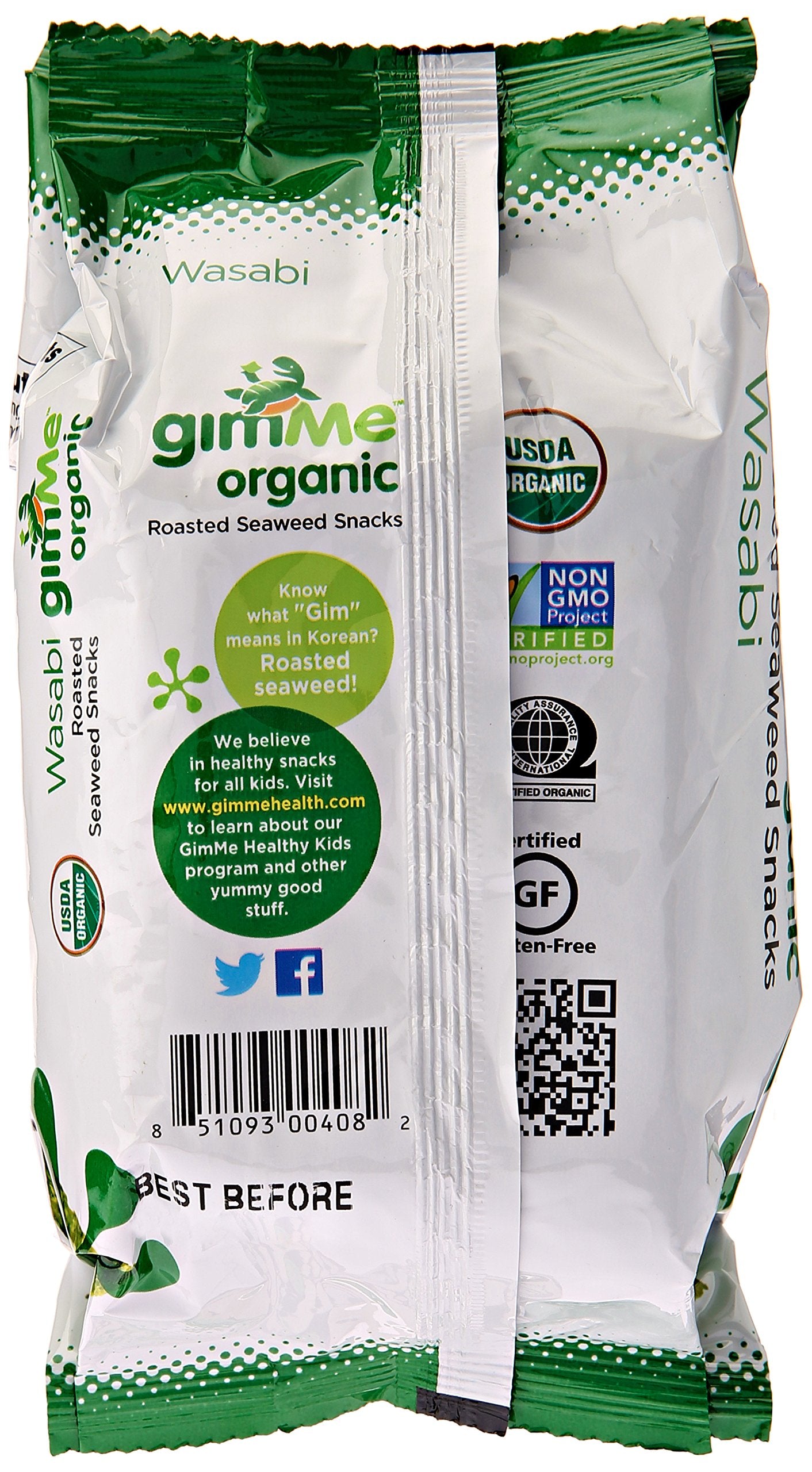 Gimme Seaweed Snacks Roasted Wasabi, 0.35 Oz