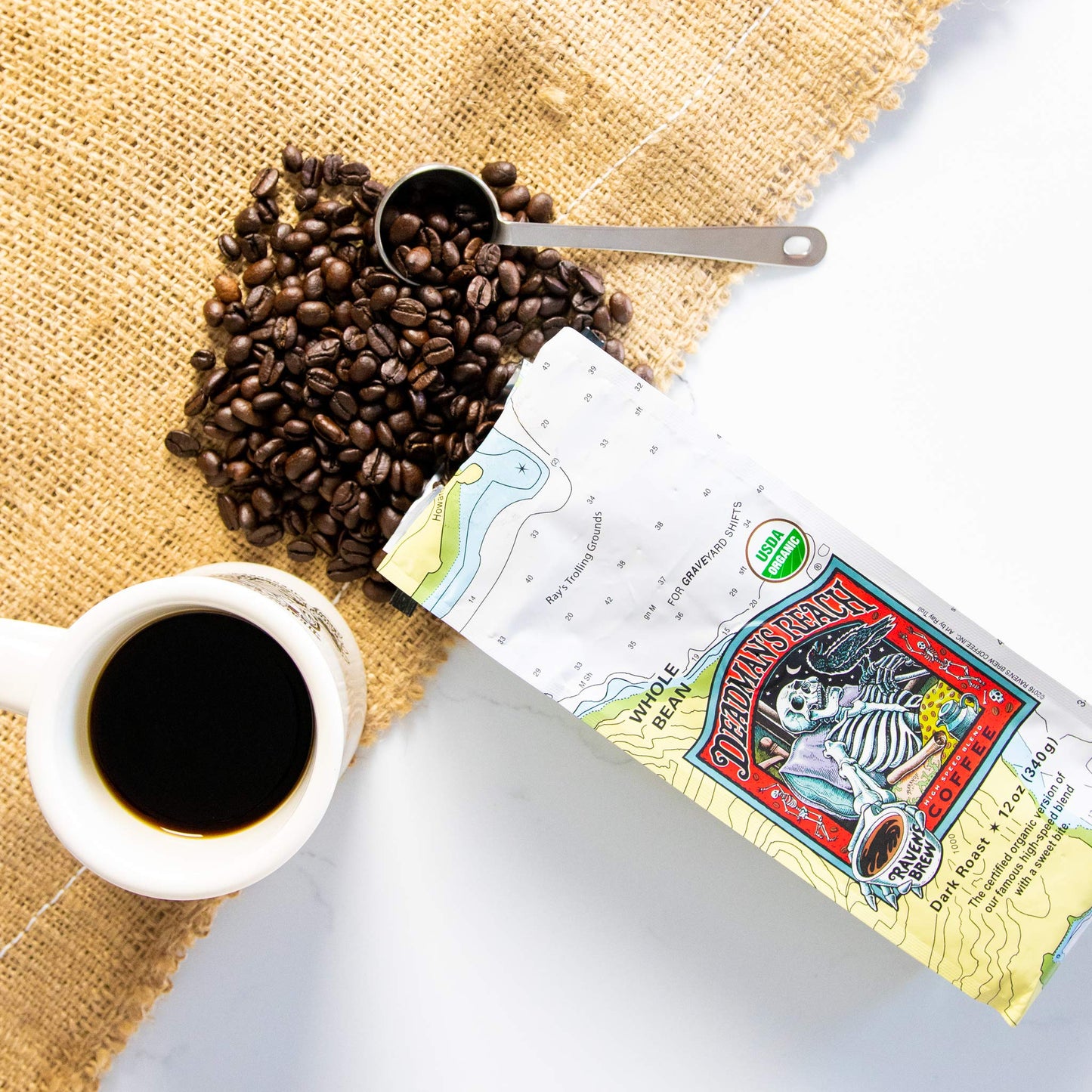 Raven   S Brew Coffee Bold Organic Coffee Dark Roast Ground - Deadman'S Reach 12Oz