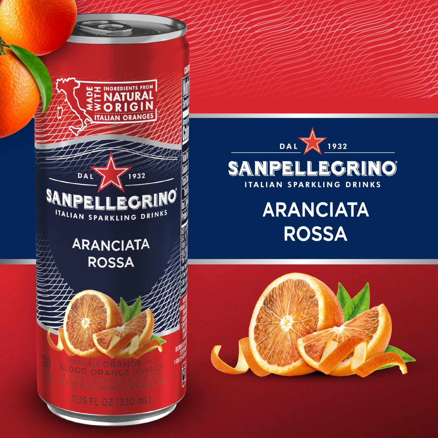Sanpellegrino Italian Sparkling Drink Aranciata Rossa, Sparkling Orange And Blood Orange Beverage, 11.15 Fl Oz (Pack Of 24)