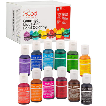 Food Coloring Liqua-Gel 12 Pack (.75Ml Bottles) Tasteless Rainbow Color Dye Kit - Easter Eggs, Baking, Decorating, Fondant, Frosting, Chocolate, Cooking, Slime, Crafts - Made In Usa