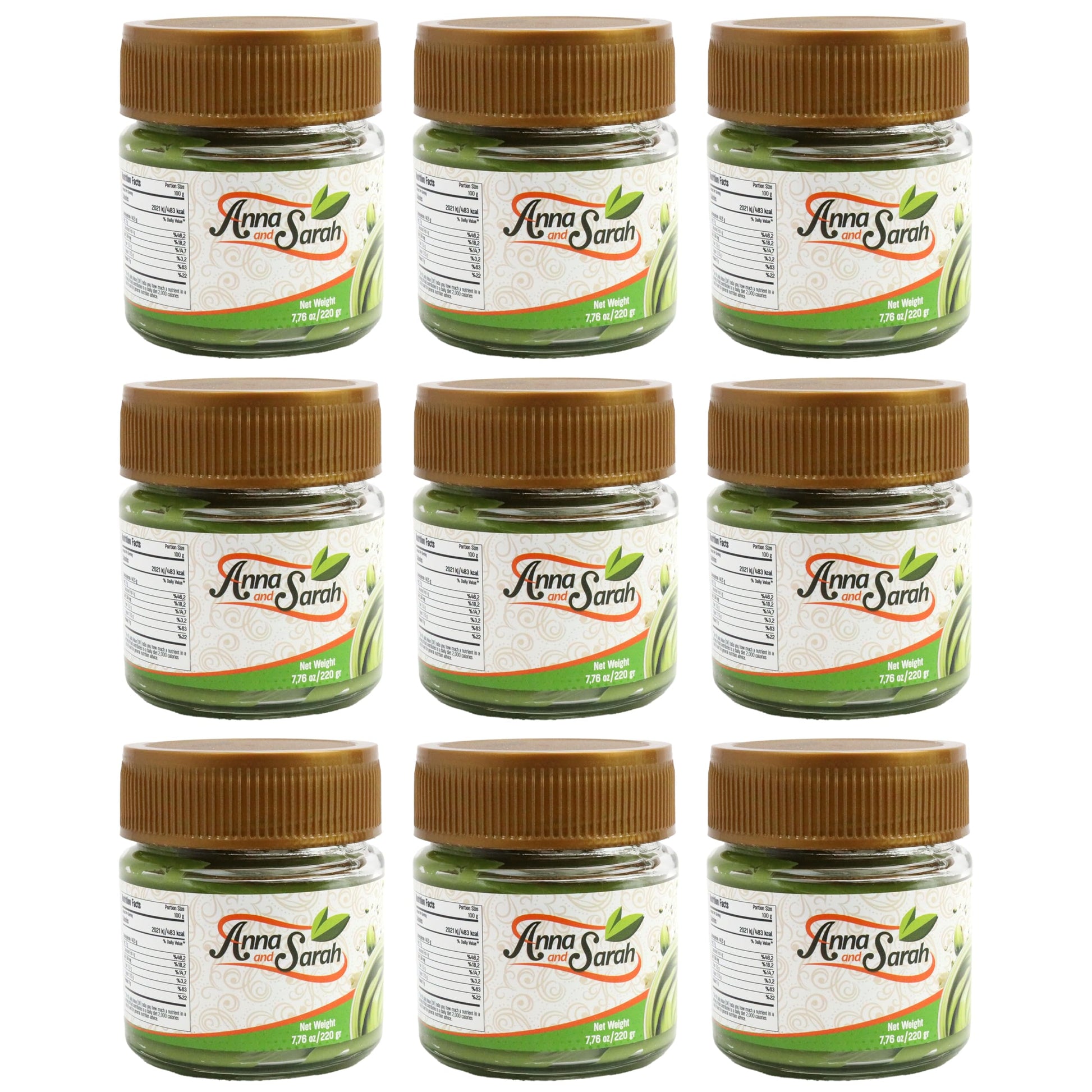 Pistachio Butter Spreadable Cream With Kataifi (Kadayif) Set 7.75 Oz (220 Gr)  9 Pack  Ready For Filling  In Glass Jar  Rich & Nutty Cream Spread For Dubai Chocolate Bars  Halal