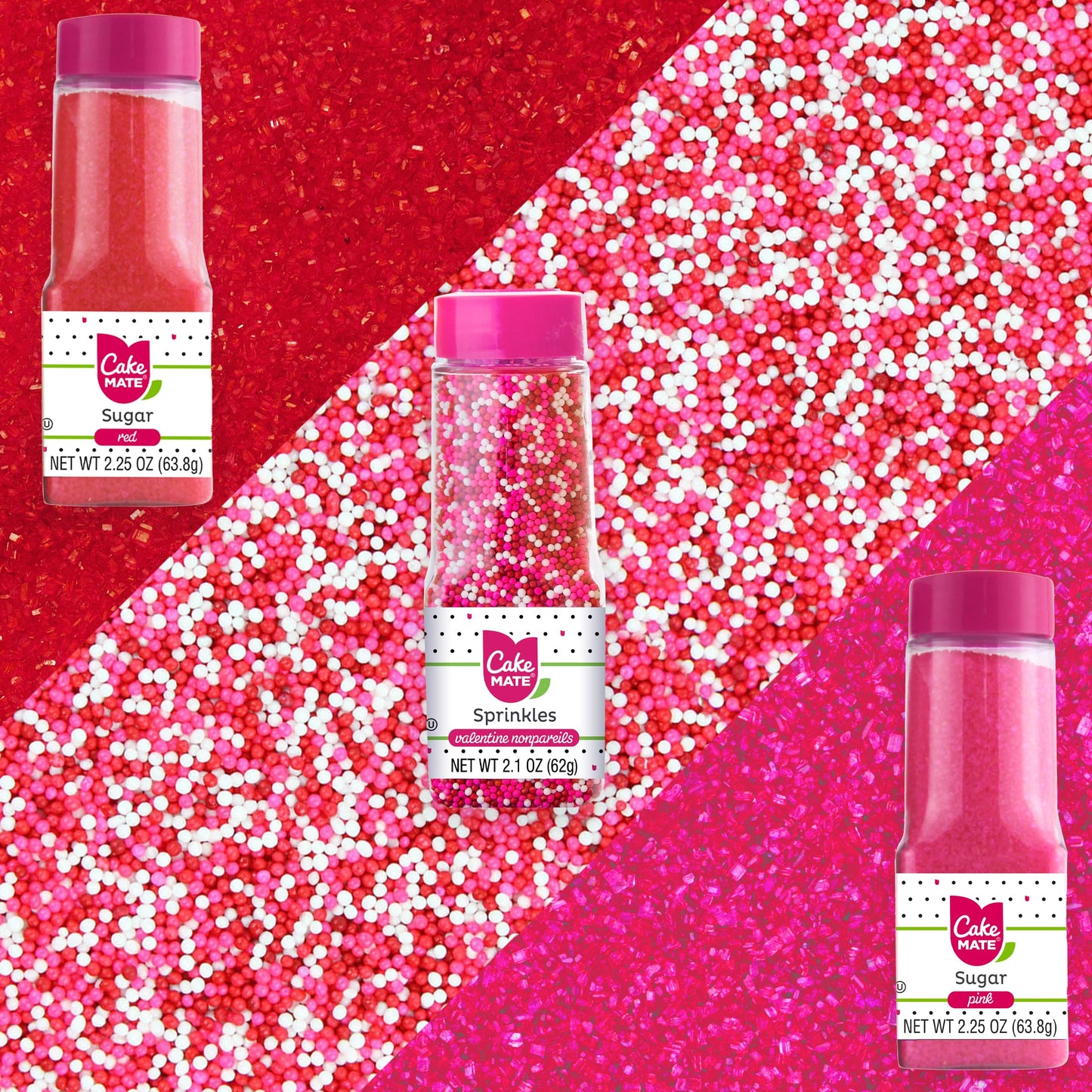 Cake Mate Cookie Dessert Decorating Kit - Red & White Icing, Red & Pink Sugar Sprinkles - Perfect for Valentines Day and Parties