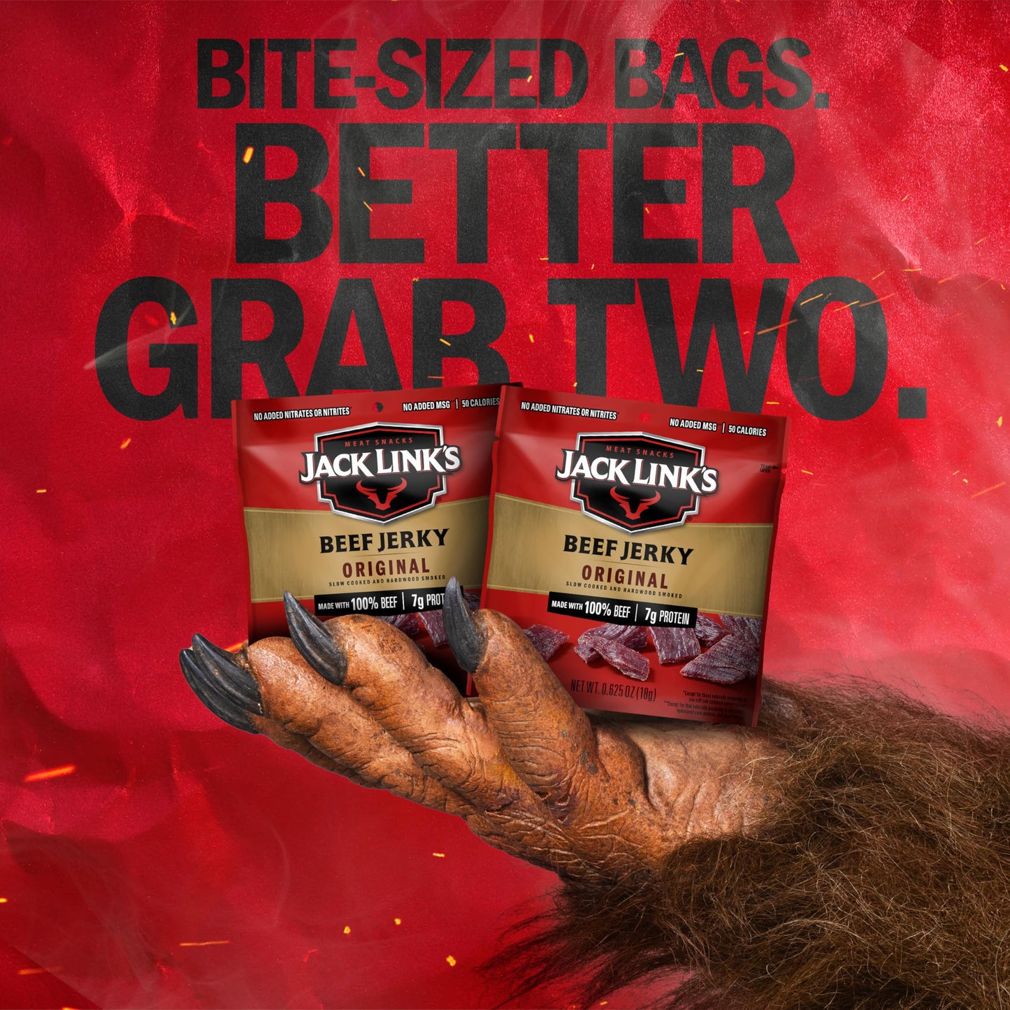 Jack Link s Beef Jerky  Original  Multipack Bags - Flavorful Meat Snacks for Lunches  Ready to Eat Protein Snacks  Individual Packs - 7g of Protein  Made with 100% Beef - 0.625 oz (Pack of 48)