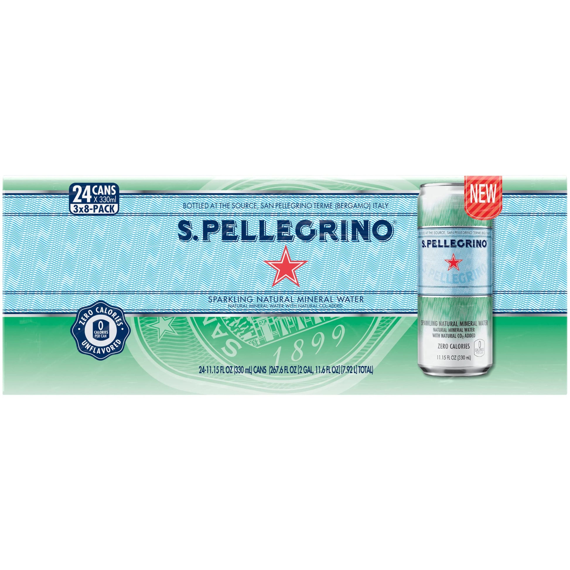 S.Pellegrino Sparkling Natural Mineral Water, Unflavored, 11.15 Fl. Oz (Pack Of 24)
