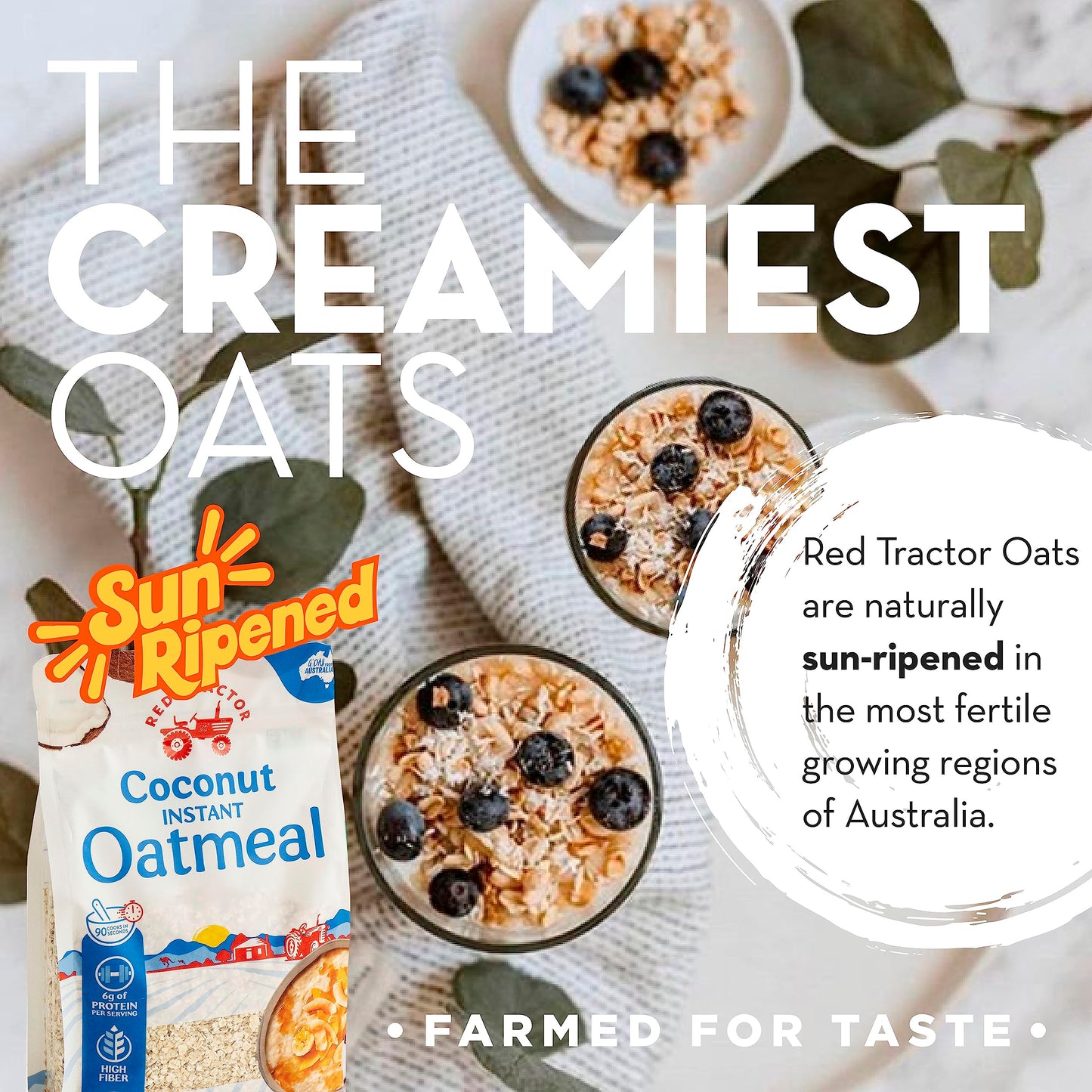 Red Tractor creamy Style coconut Instant Oats 400g 1 Pack (1 Pack)