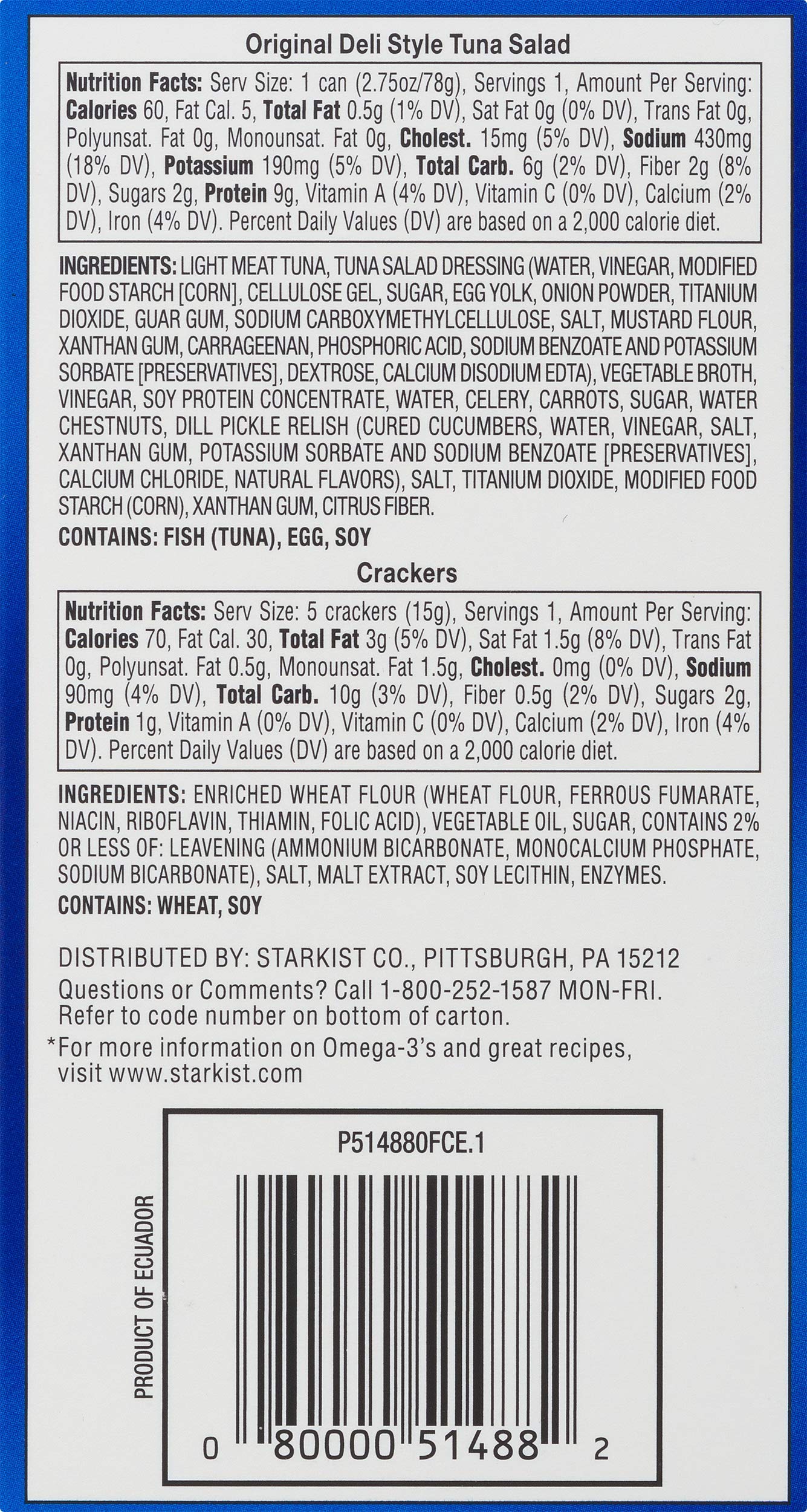 StarKist Snack-To-Go Ready to Eat Meals Tuna Salad Kit, 3.6 oz (12 Pack) Classic Tuna Salad with Crackers Kit.