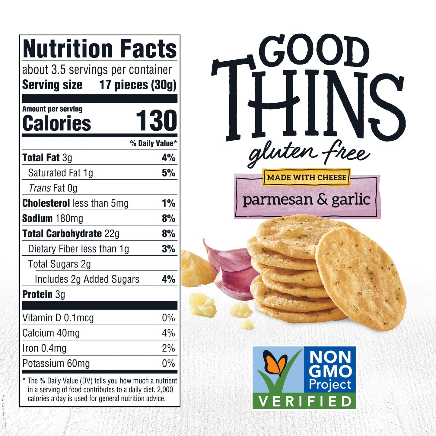 GOOD THINS Parmesan & Garlic Rice & Cheese Snacks Gluten Free Crackers, Bulk Snack Crackers, 6 - 3.5 oz Boxes