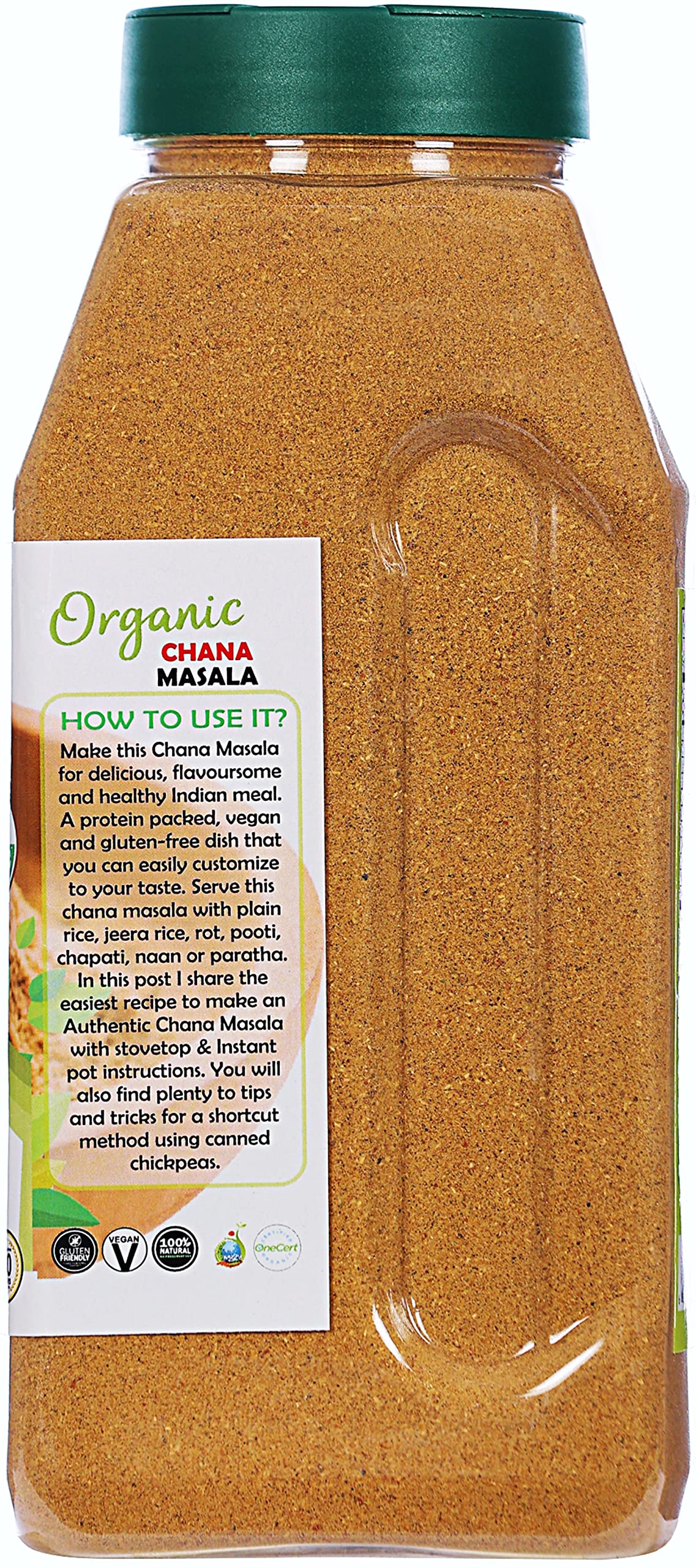 Rani Organic Chana Masala (Garbanzo Curry 9-Spice Blend) 20Oz (1.25Lbs) 567G Pet Jar ~ All Natural | Vegan | Gluten Friendly | N