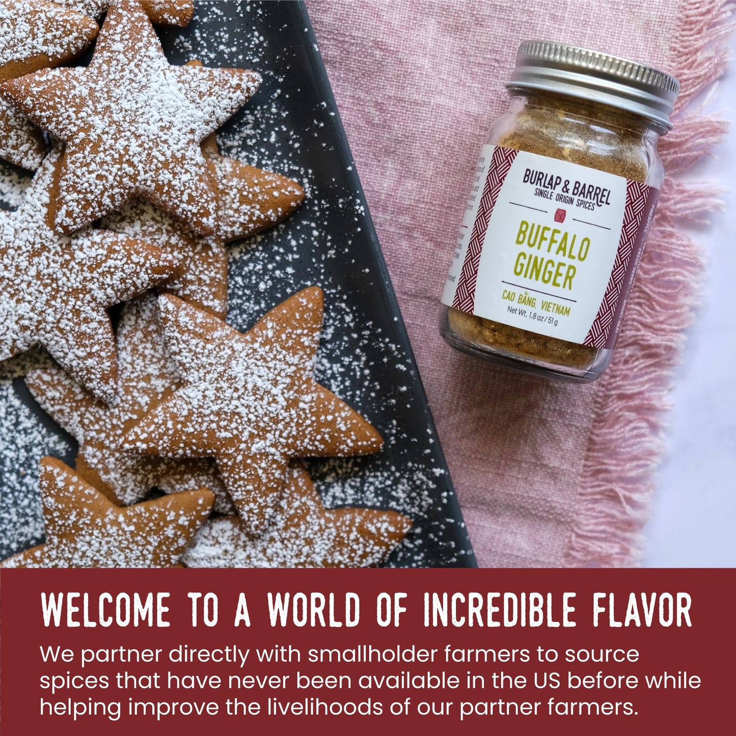 Burlap & Barrel Buffalo Ginger - Spicy, Fruity And Intense Heirloom Ginger Powder With A Bite - Add To Stir Fries, Soups, And Te