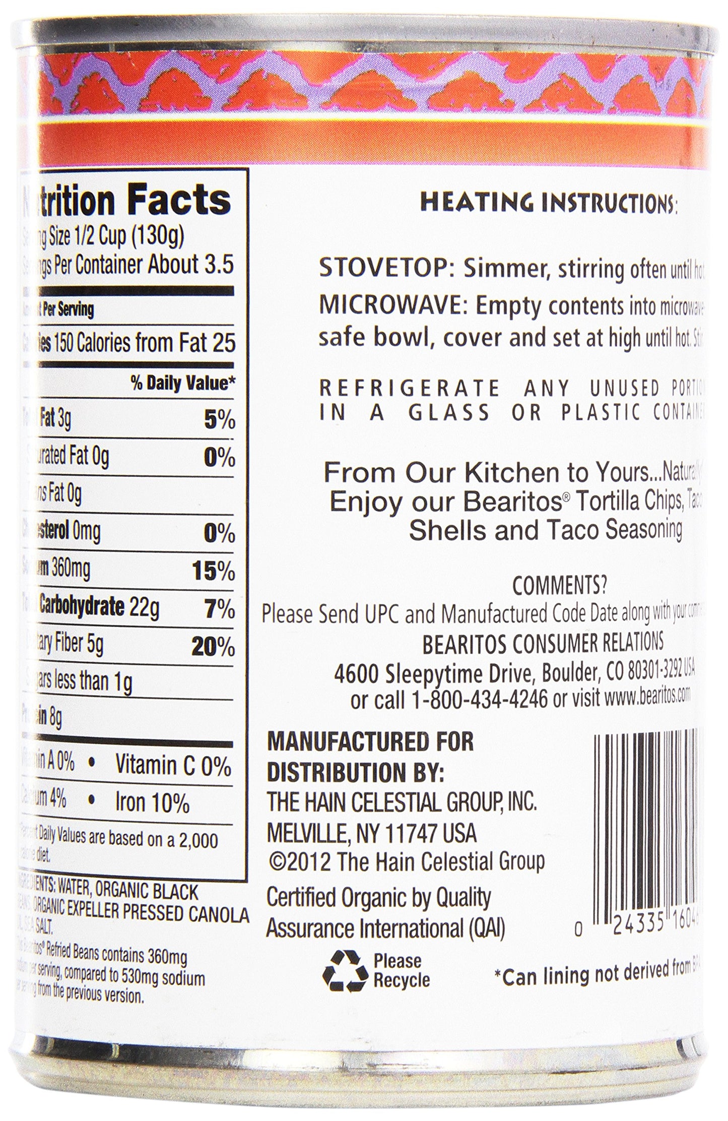 Little Bear Beans Refried Black