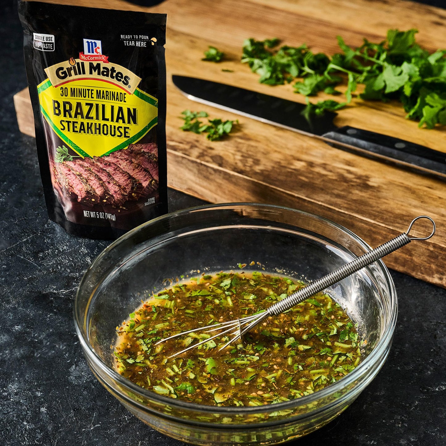 McCormick Grill Mates Marinade, Brazilian Steakhouse, 30 Minute Liquid Marinade, Single Use Pouch, No Waste, Exciting Brazilian-