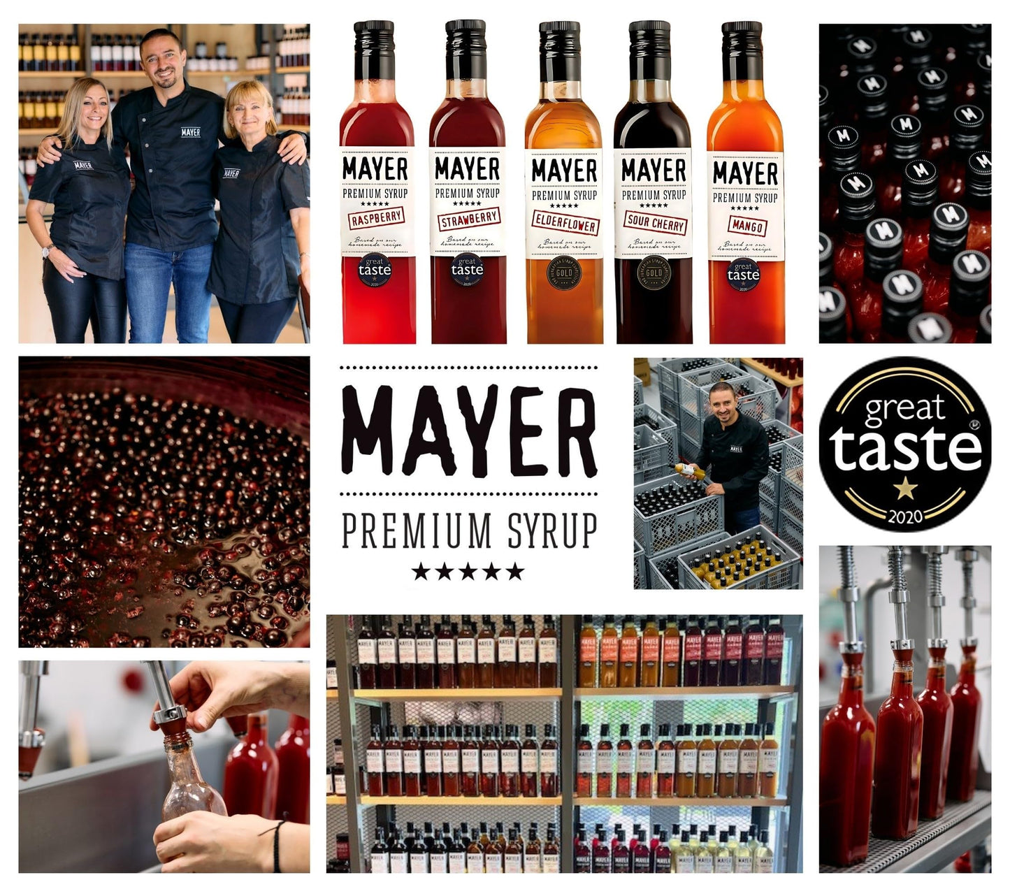 Mayer Strawberry Raspberry Sour Cherry Syrups, 16.9 Fl Oz (Pack of 3), Vegan, Gluten Free, No Artificial Additives