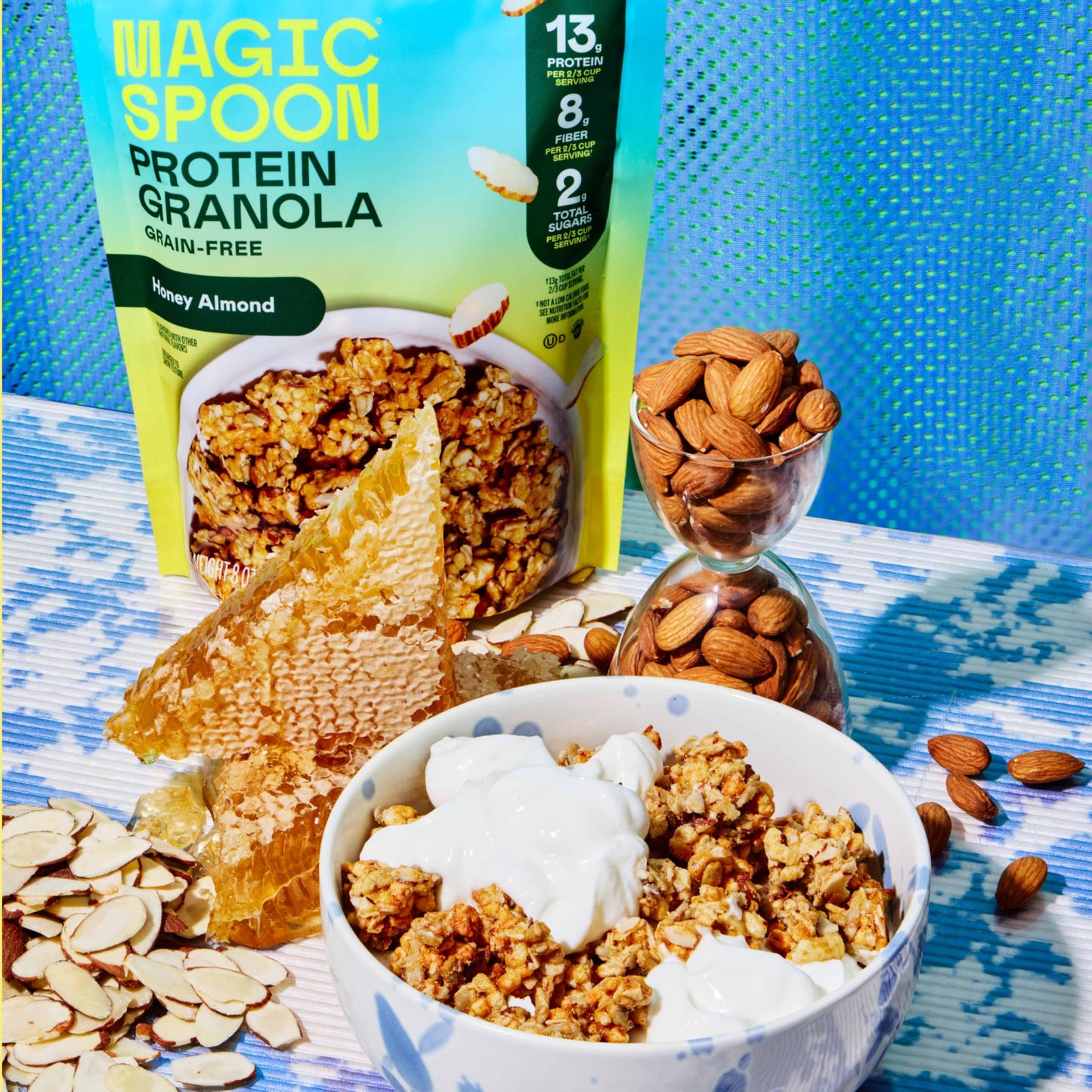 Magic Spoon Protein Granola - High Protein Granola  Keto Friendly  Low Sugar  Grain Free  Healthy Breakfast or Quick Snack (1 bag of each: Honey Almond  Dark Chocolate Almond  Peanut Butter  Mixed Berry)