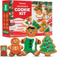 SEWANTA Gingerbread Cookie Kit Set of 16 - Includes Cookies, Tray, Color Tips, Crystals - Holiday Fun Activity for Kids - Brown
