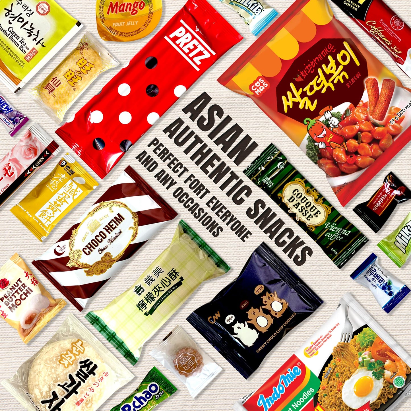 Dagaon Asian Snack Box 22 Count - Snacks From Korea, Japan, China, Indonesia, Taiwan, Vietnam, Etc. Assortment Of Chip, Ramen, B