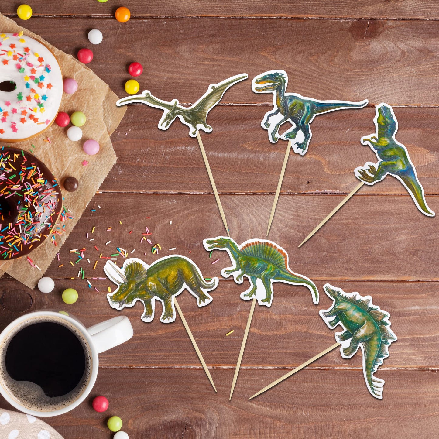 Gyufise 36 Pack Dinosaur Cupcake Toppers Roar Dinosaur Cupcake Picks Dino Theme Baby Shower Kids Birthday Party Cake Decorations