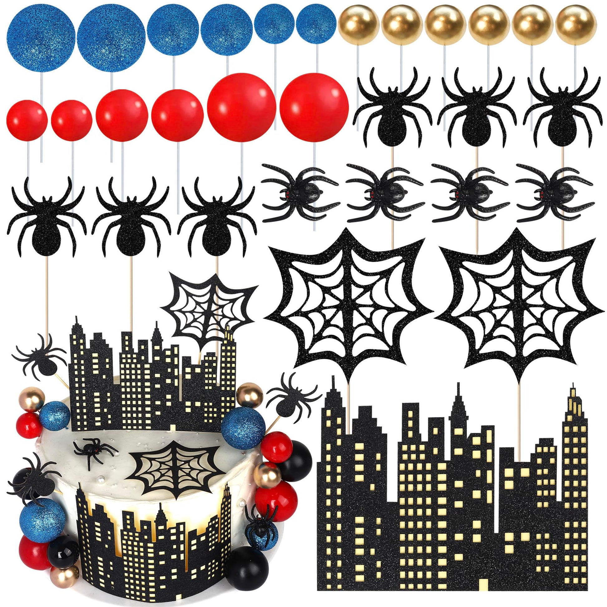 Rsstarxi Spider Cake Topper - Superhero Theme Birthday Decorations, Foam, Design 5, Model XM1614
