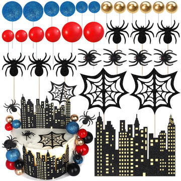 Rsstarxi Spider Cake Topper - Superhero Theme Birthday Decorations, Foam, Design 5, Model XM1614