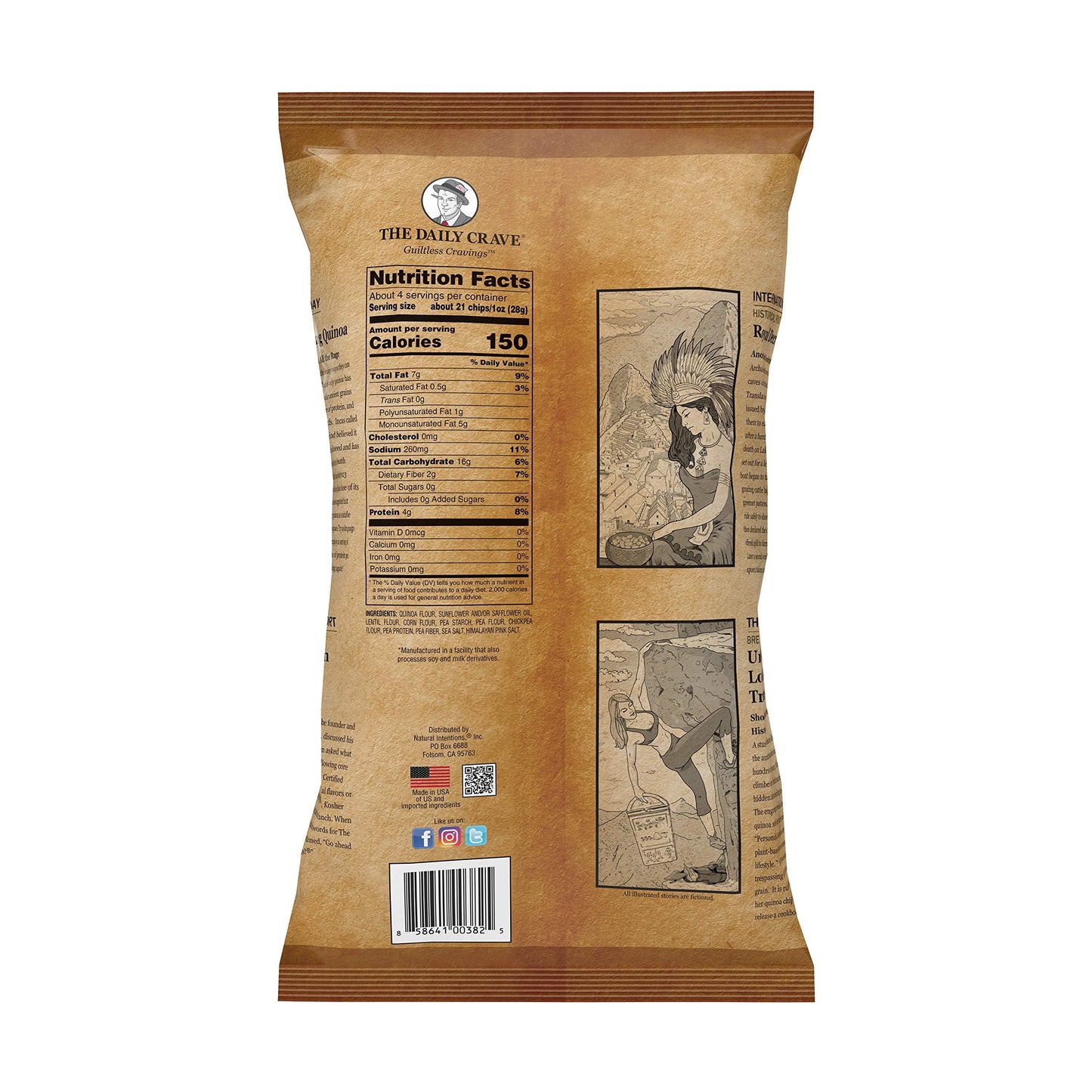 The Daily Crave Himalayan Pink Salt Quinoa Chips, 4.25 Oz (Pack Of 8) 4G Protein, 2G Fiber, Gluten-Free, Non-Gmo, Crunchy