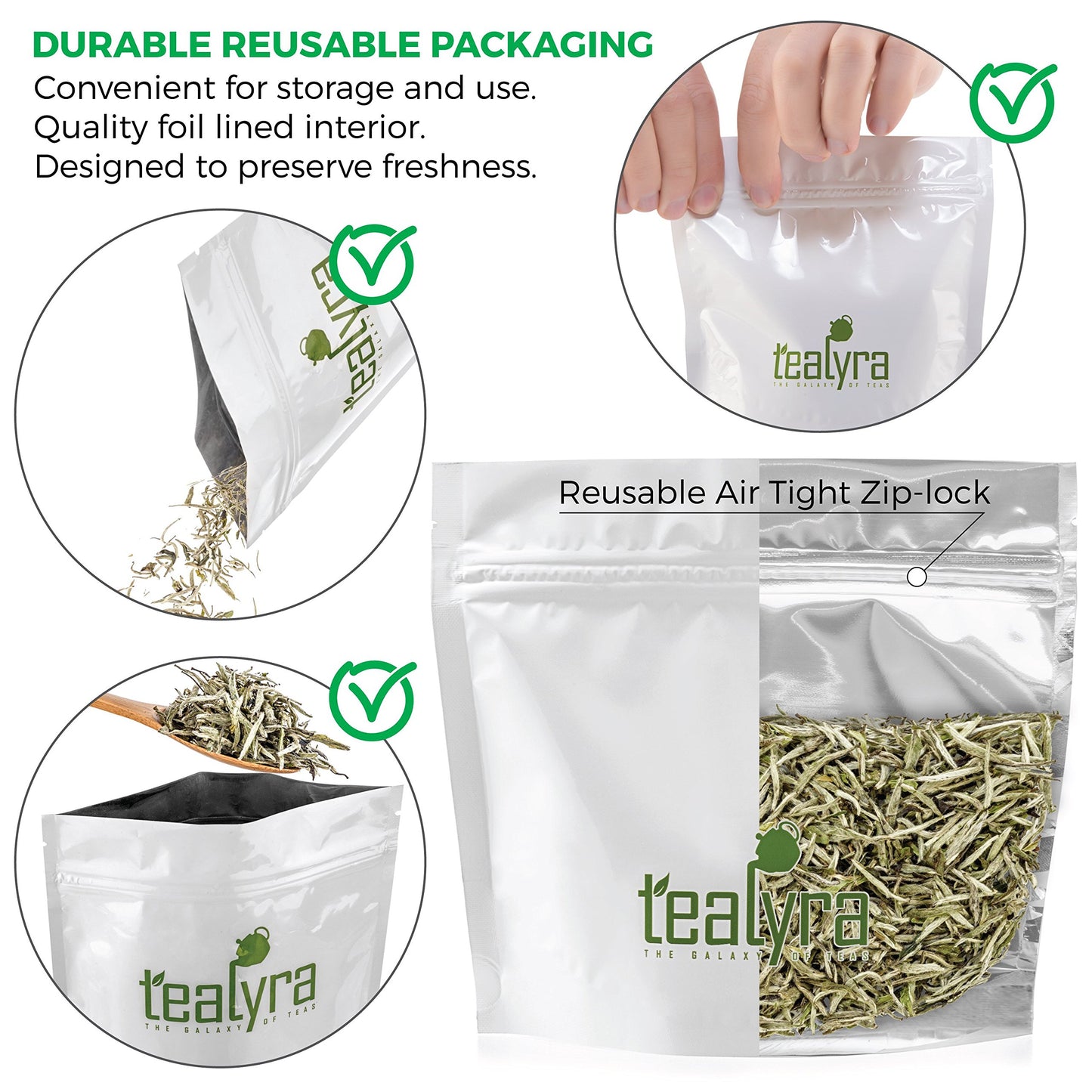 Tealyra Premium White Silver Needle Tea - Loose Leaf - 4 Ounce - Organically Grown in Fujian China - Low Caffeine
