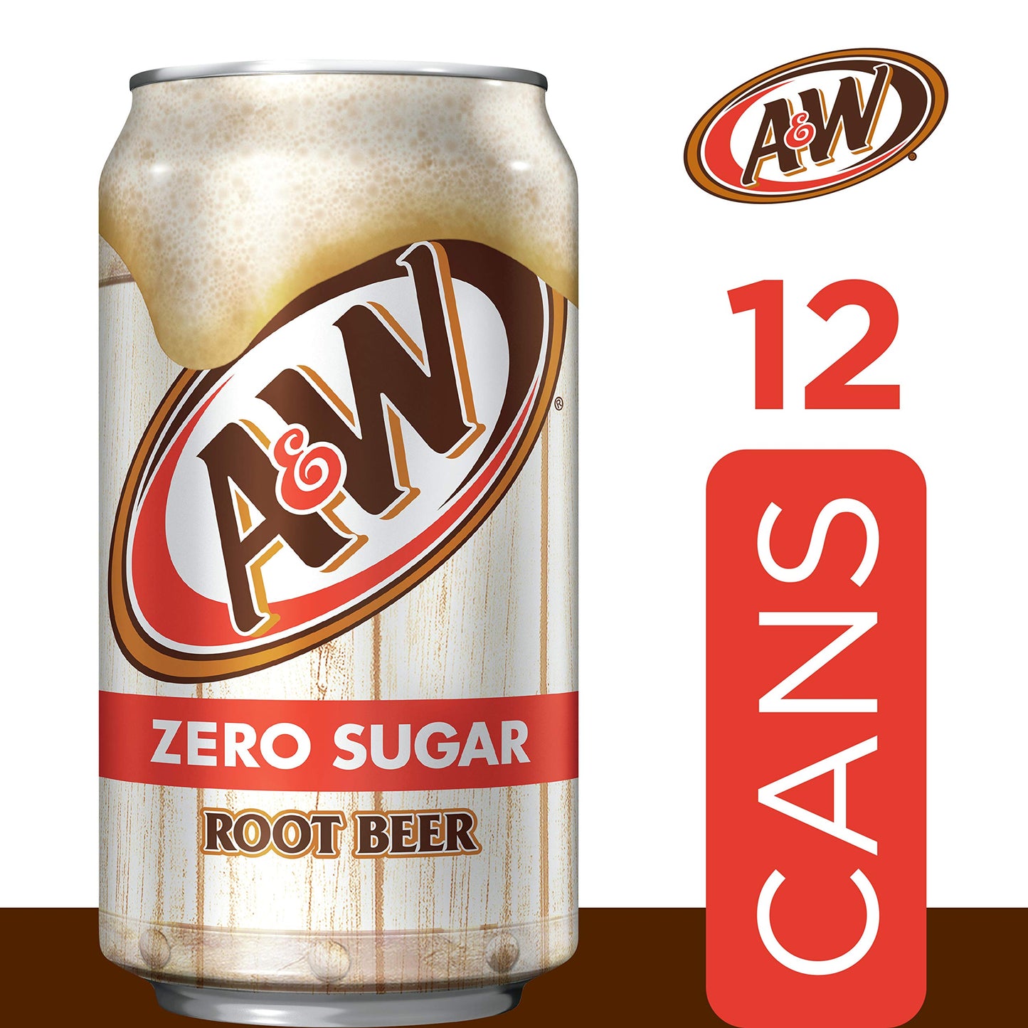 A&W Zero Sugar Root malt-inspired Soda, 12 fl oz cans, 12 pack, Caffeine-Free