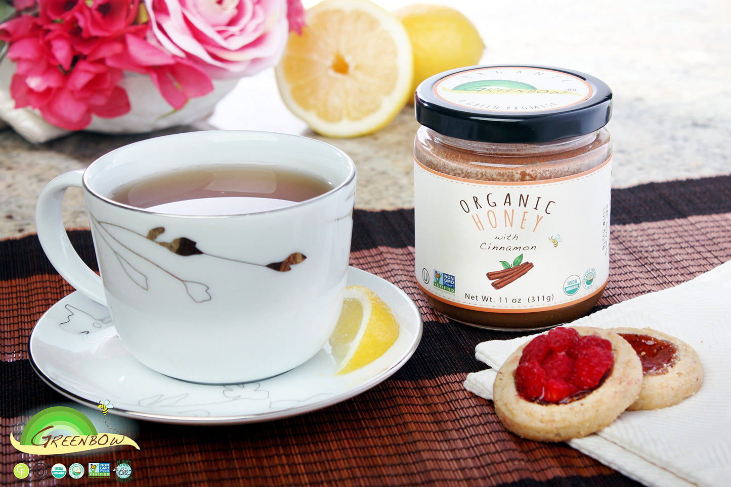 Greenbow Organic Honey With Cinnamon - 100% Usda Certified Organic, Non-Gmo, Gluten Free Organic Cinnamon Honey - Whole Food Org