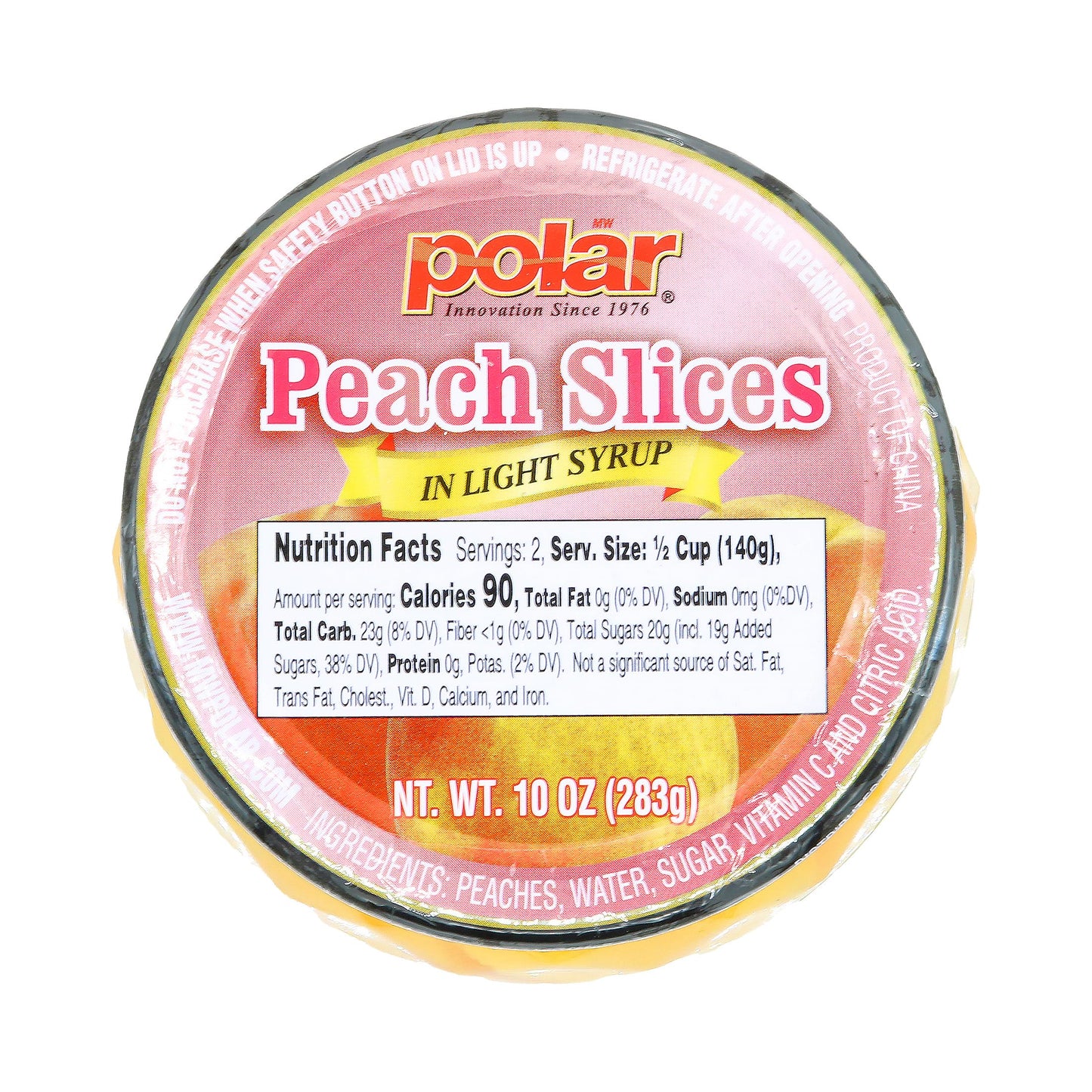 Mw Polar Peach Slices In Light Syrup, Glass Jar 10Oz (Pack Of 12)