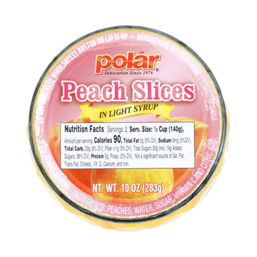 Mw Polar Peach Slices In Light Syrup, Glass Jar 10Oz (Pack Of 12)