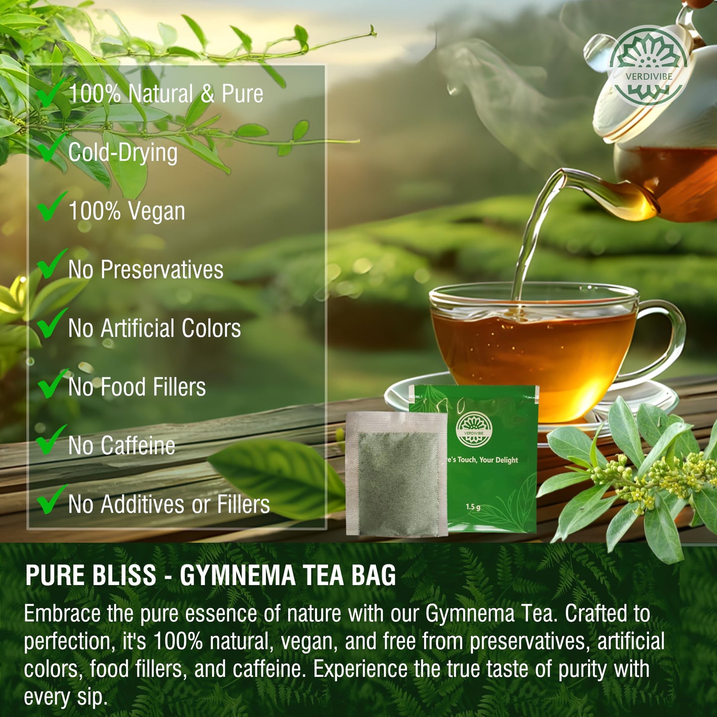 Gymnema Tea Bags For Diabetics - Cold-Dried For Maximum Freshness And Nutrient Retention - 45 Gurmar Tea Bags (45, Gymnema Sylve