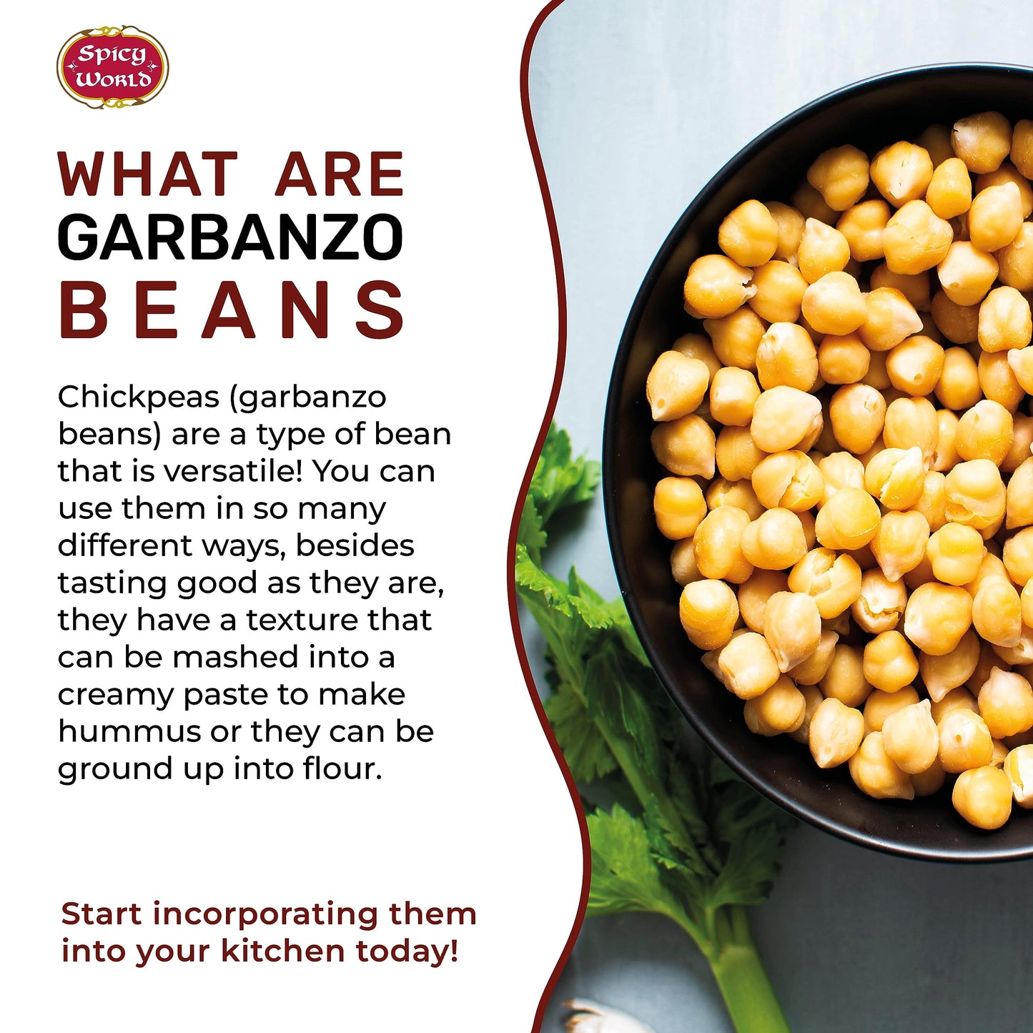 Garbanzo Beans - Chickpeas Dried 4 Lb Bag - All Natural, Sproutable, Perfect For Hummus - By Spicy World