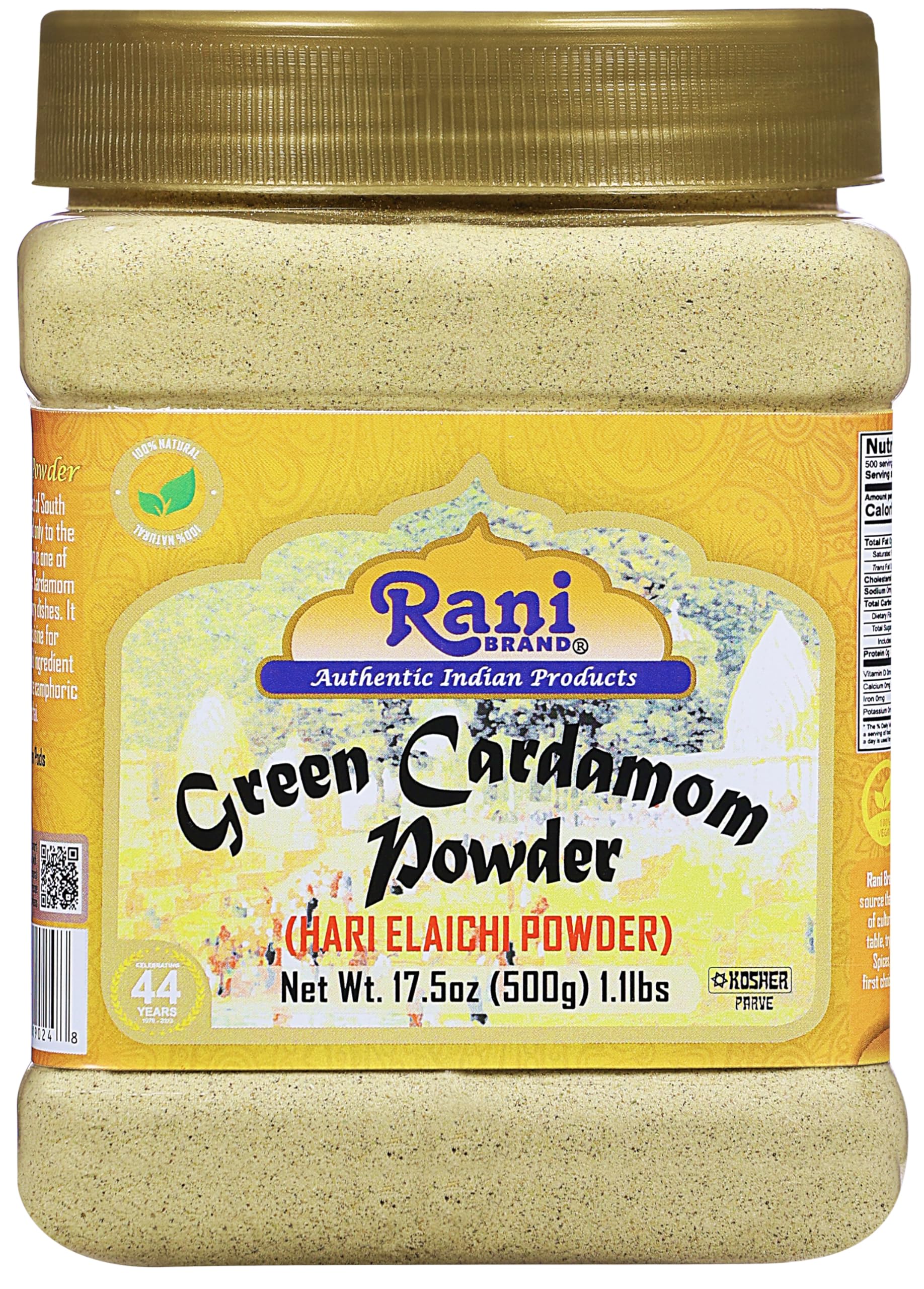 Rani Green Cardamom Pods Powder, All Natural, Vegan, 17.5oz (500g), Gluten Friendly, Non-GMO, Kosher, Product of India