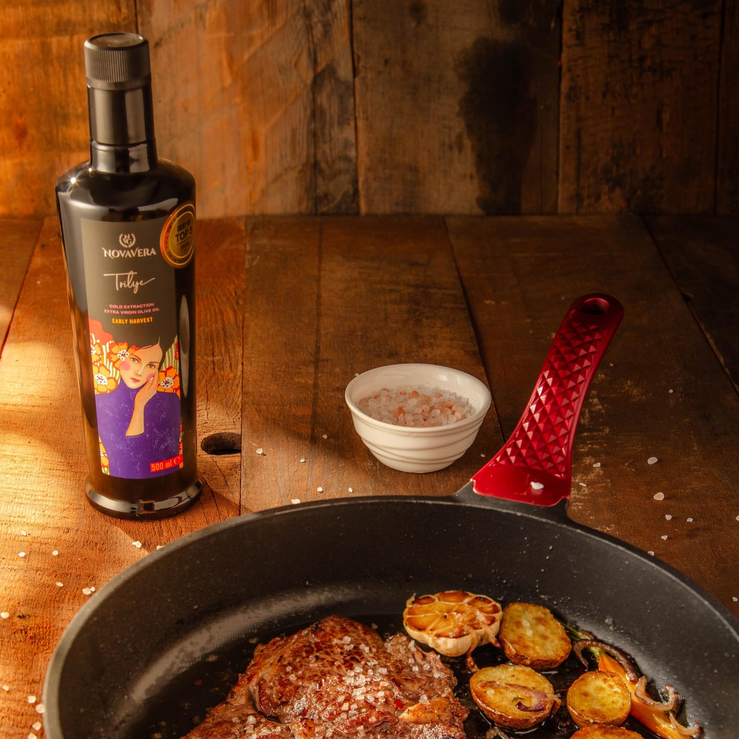 Nvg Novavera Trilye Polyphenol Rich Olive Oil, Medium, Pungency And Fruitiness With A Peppery Finish Extra Virgin Olive Oil, Evo