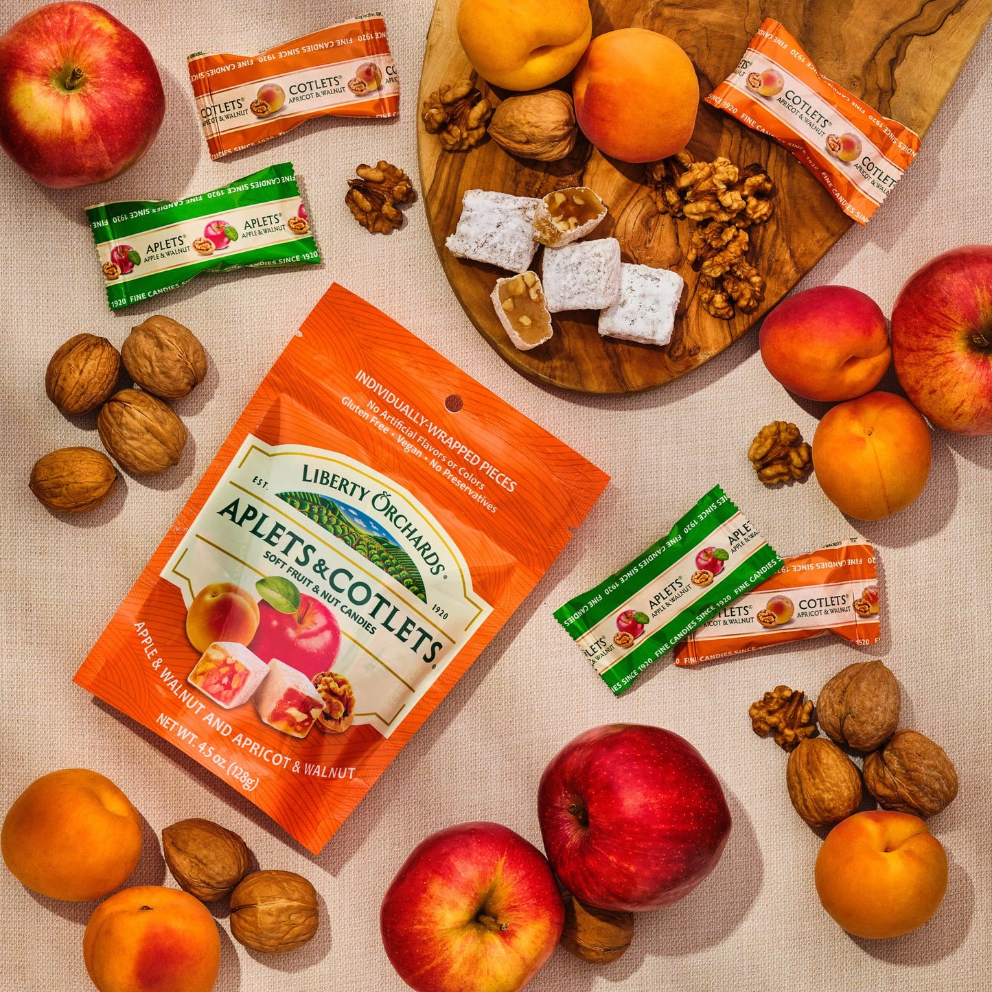 Liberty Orchards New Aplets & Cotlets Package! - Vegan Turkish Delight 4.5Oz