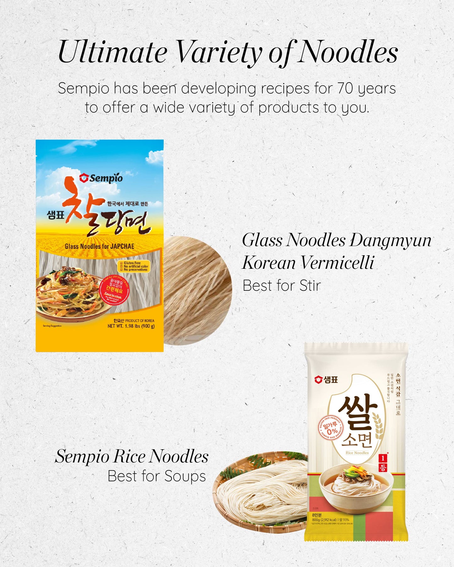 Sempio Glass Noodles, Dangmyun - Gluten-Free - Sweet Potato Vermicelli, Ideal For Korean Food, Japchae, Galbitang (31.74 Oz / 900G, Fat-Free, Good Carbs, Big Portions, Pasta Alternative)