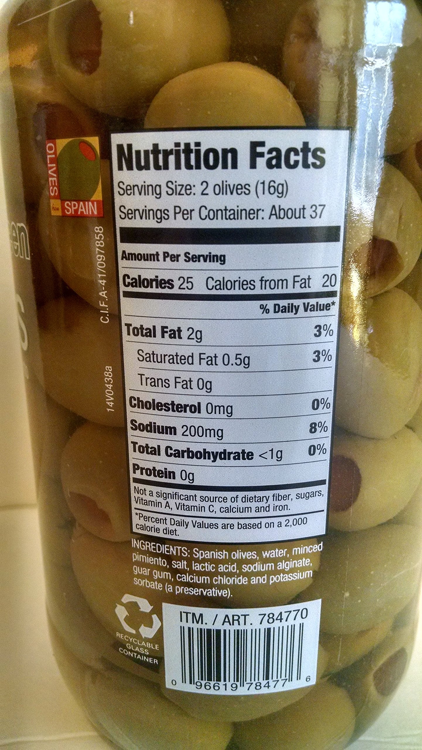 Kirkland Signature Spanish Queen Olives Stuffed With Pimiento 21 Oz Net Drained Wt.