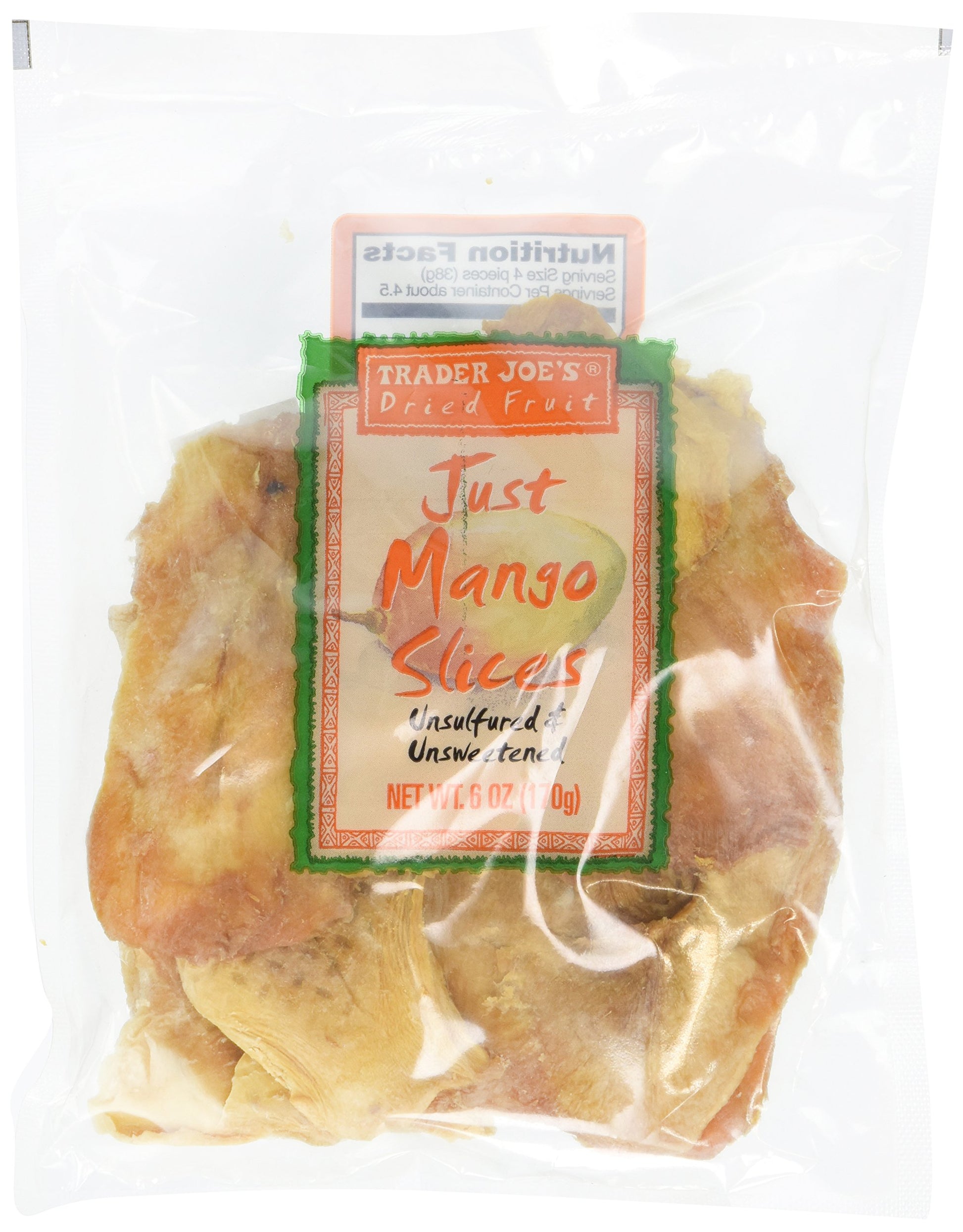 Trader Joes Dried Fruit Just Mango Slices 6 ounces (Pack of 4)