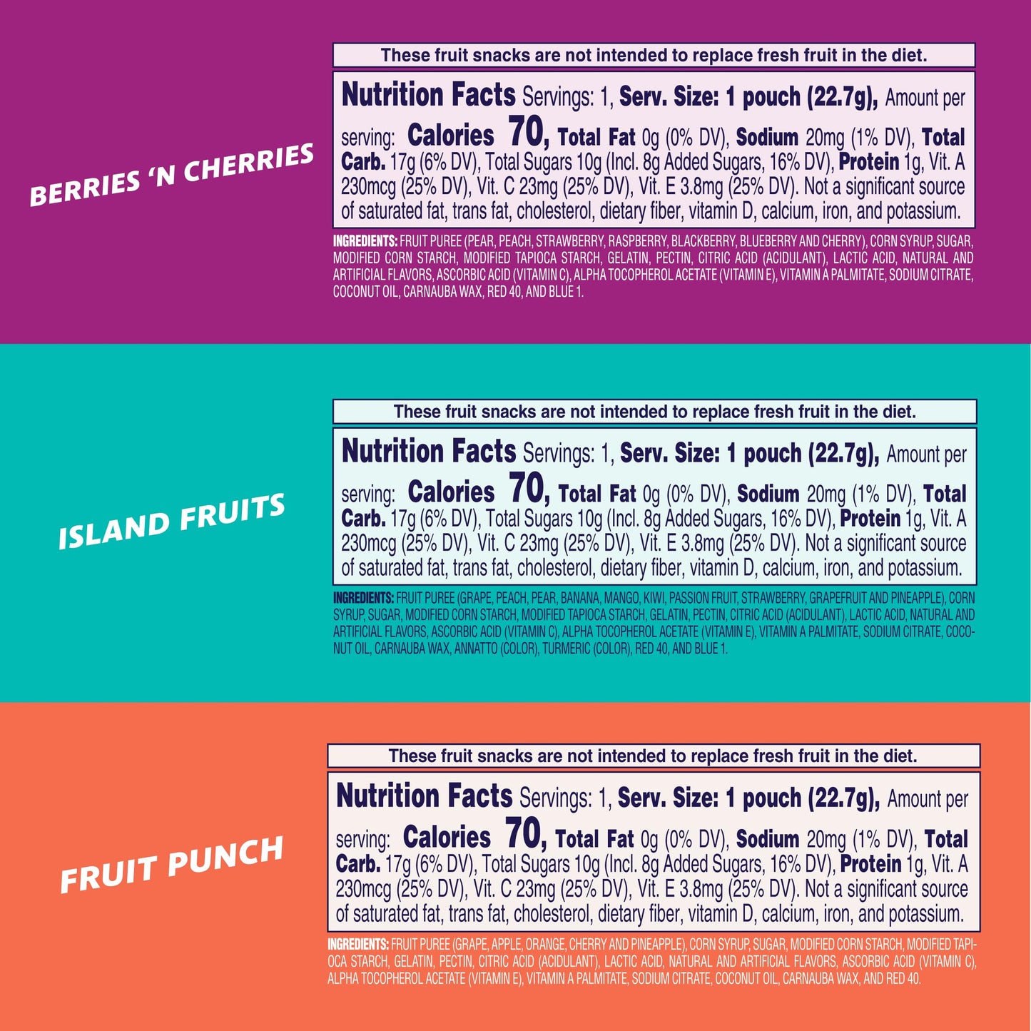 Welchs Fruit Snacks, Fruit Punch & Island Fruits & Berries N Cherries Snack Box, Stocking Stuffers, Gluten Free, 0.8oz Snack P