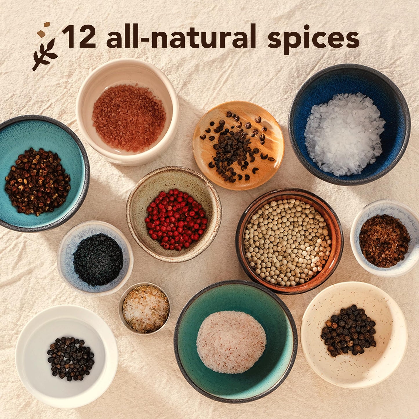 Craftly Salt & Pepper Gift Box - Spice & Seasoning Set with 6 Salts & 6 Peppers, 22.5 x 4.1 x 22.8 cm, Ideal