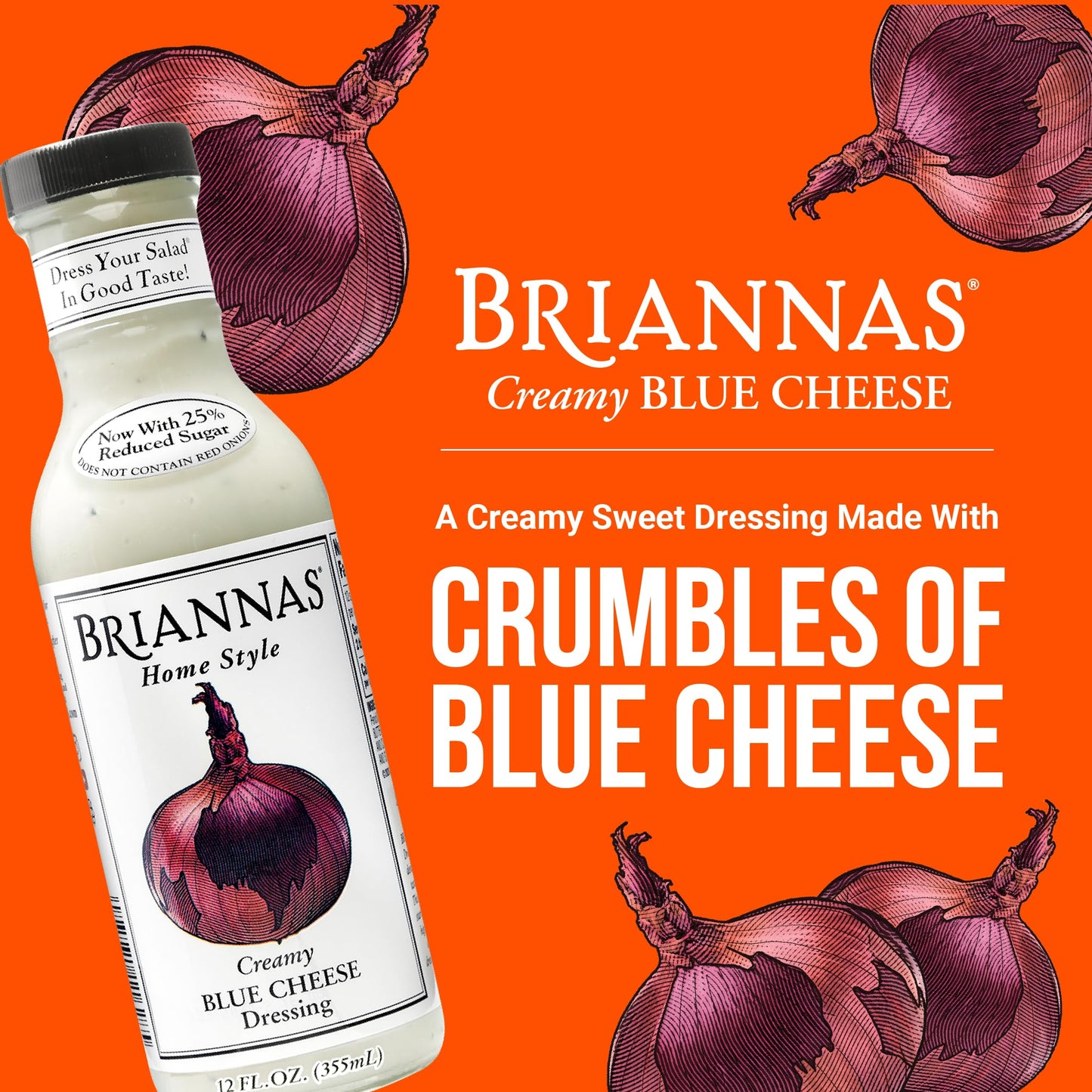 Briannas - Home Style Creamy Blue Cheese Dressing - Fine Salad Dressing Made With Premium Ingredients - Gluten Free & Low Sugar