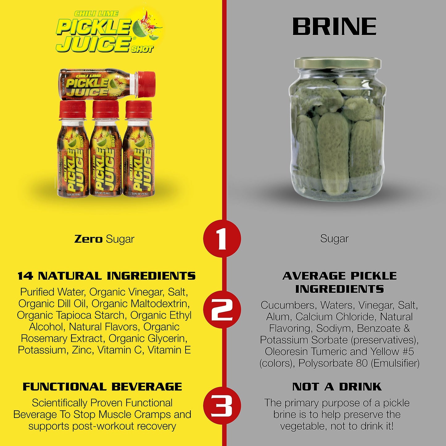 Pickle Juice Sports Drink Shots, Extra Strength, Electrolyte Relief, 2.5 Fl Oz, 24 Pack