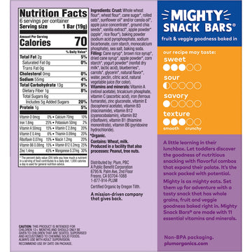 Plum Organics Mighty Snack Bars Variety Pack - Blueberry and Strawberry - 0.67 oz Bars (Pack of 48) - Organic Fruit and Vegetabl