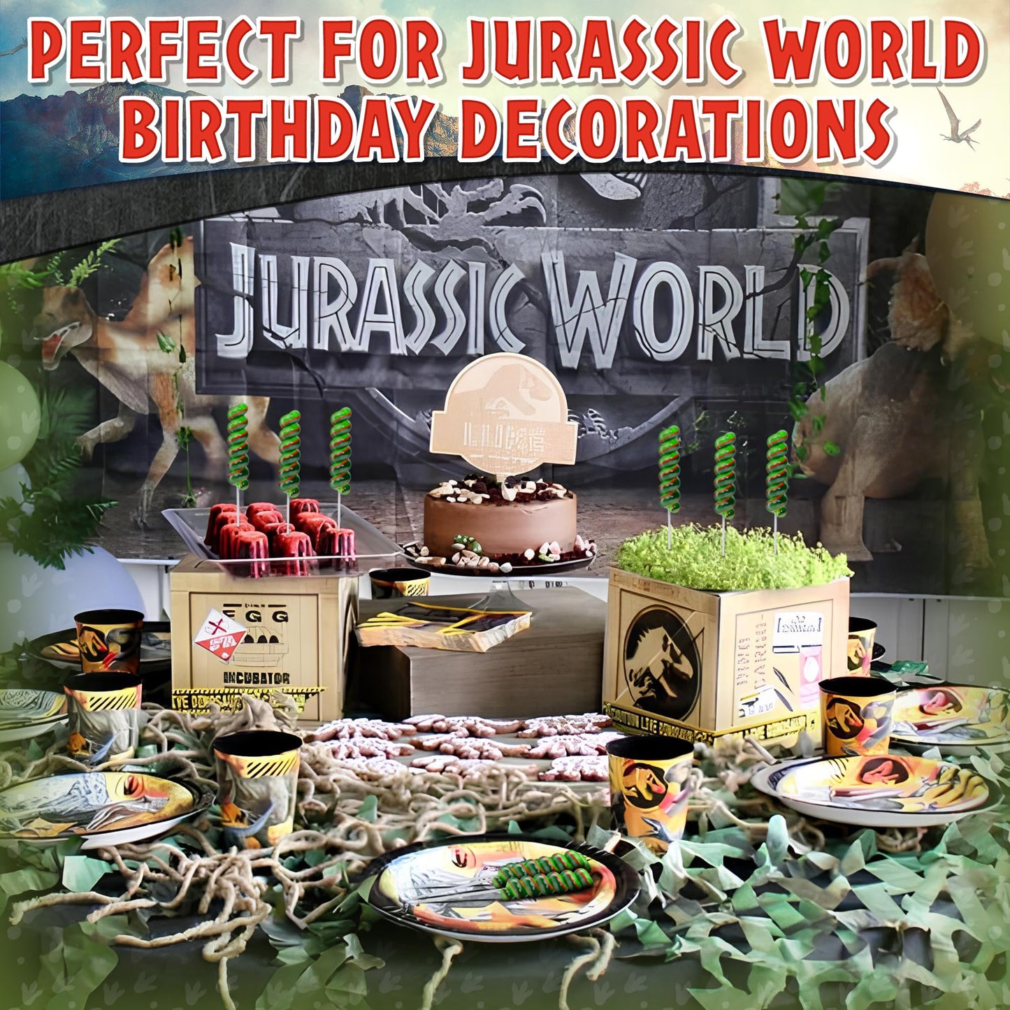 Jurassic World Lollipops Swirl 20Pk- Jurassic World Candy For Dinosaur Party Favors & Jurassic World Party Favors - Dinosaur Can
