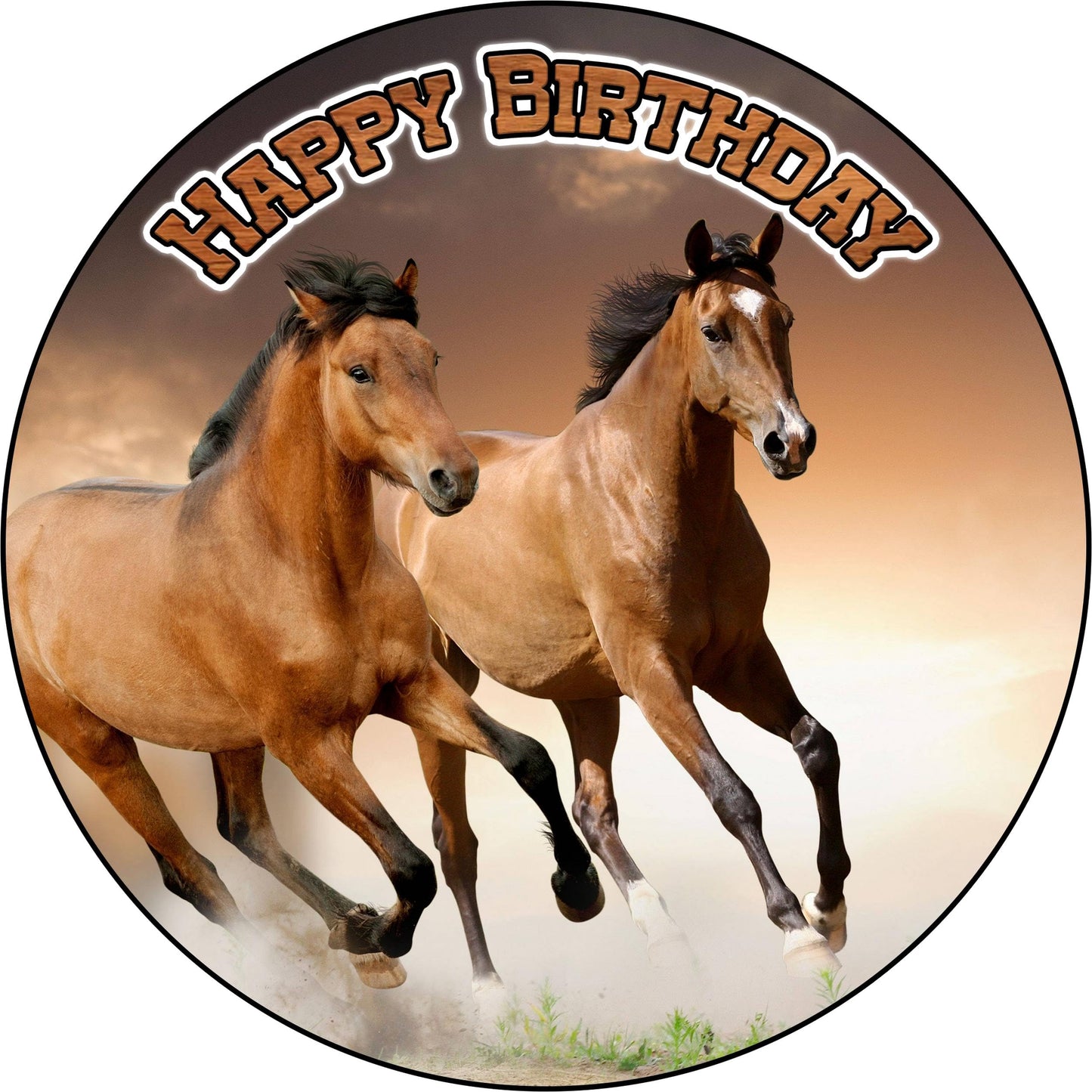 NATURAL BEHAVIOUR Edible Cake Toppers - Horse Themed, 7.5 Inch, Paper, Earthy Tones, Pastels