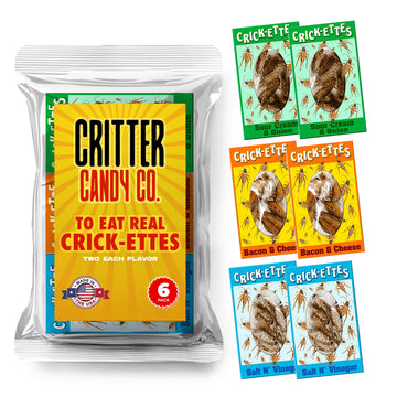 HotLix Crick-ettes Edible Bugs (6-Pack) | Dried Crickets to Eat | Edible Insects for Humans, Pets | Safe to Eat | Great for Part