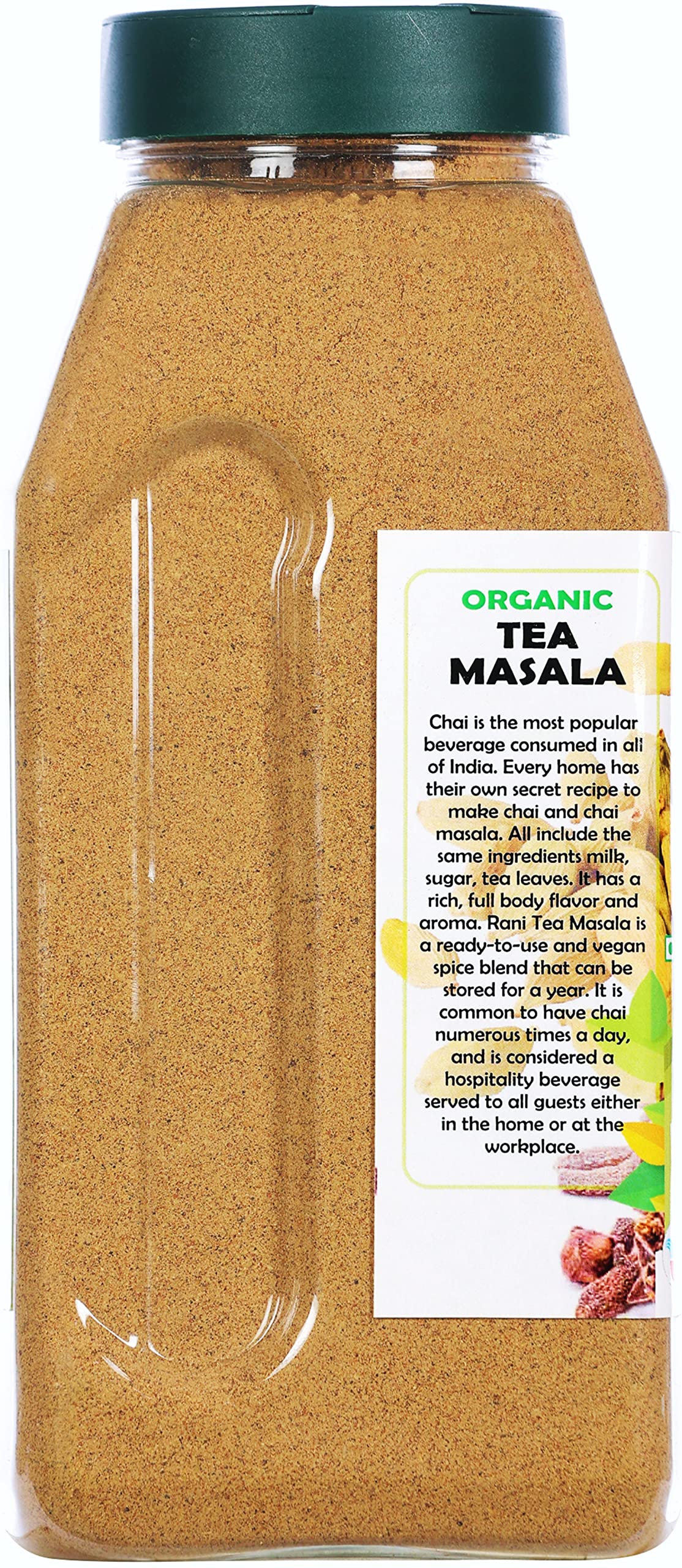 Rani Organic Tea (Chai) Masala Indian Spice Blend 16Oz (1Lb) 454G Pet Jar ~ All Natural | Vegan | Gluten Friendly | Non-Gmo | In