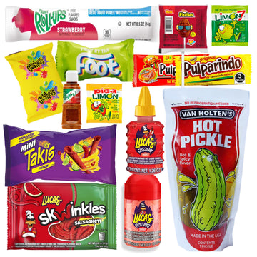 The Full Tiktok Hot & Spicy Pickle Kit With Candy; Chamoy Pickle Kit-Inspired  Includes Fruit-Rollup  Lucas Gusano & Salsagheti & More Mexican Candy By Ma Lit Candy (1 Hot & Spicy Pickle Kit)